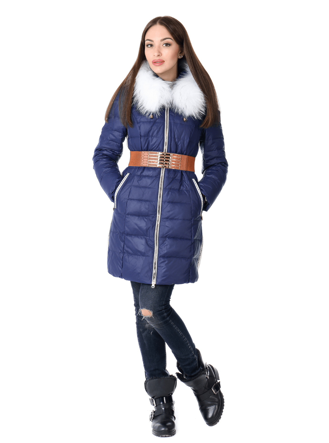 Пуховик женский с мехом Синий S (01-RR17028): фото - Alster.ua Пуховик женский с мехом Синий S (01-RR17028): фото - Alster.ua