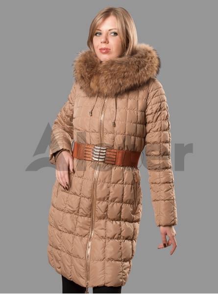 Женский пуховик съёмный мех