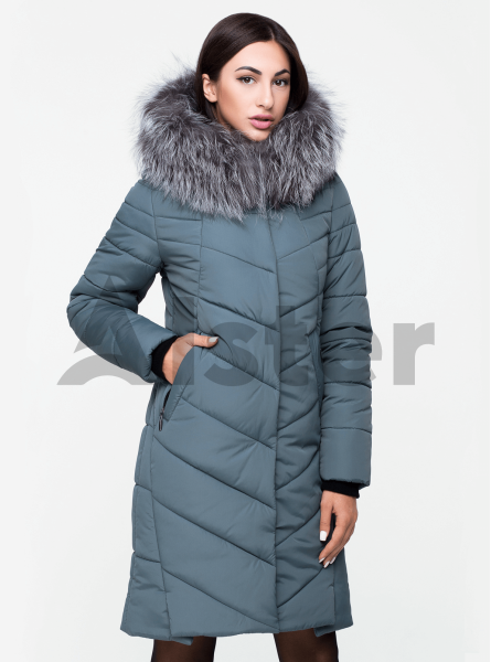Куртка зимняя длинная с мехом чернобурки