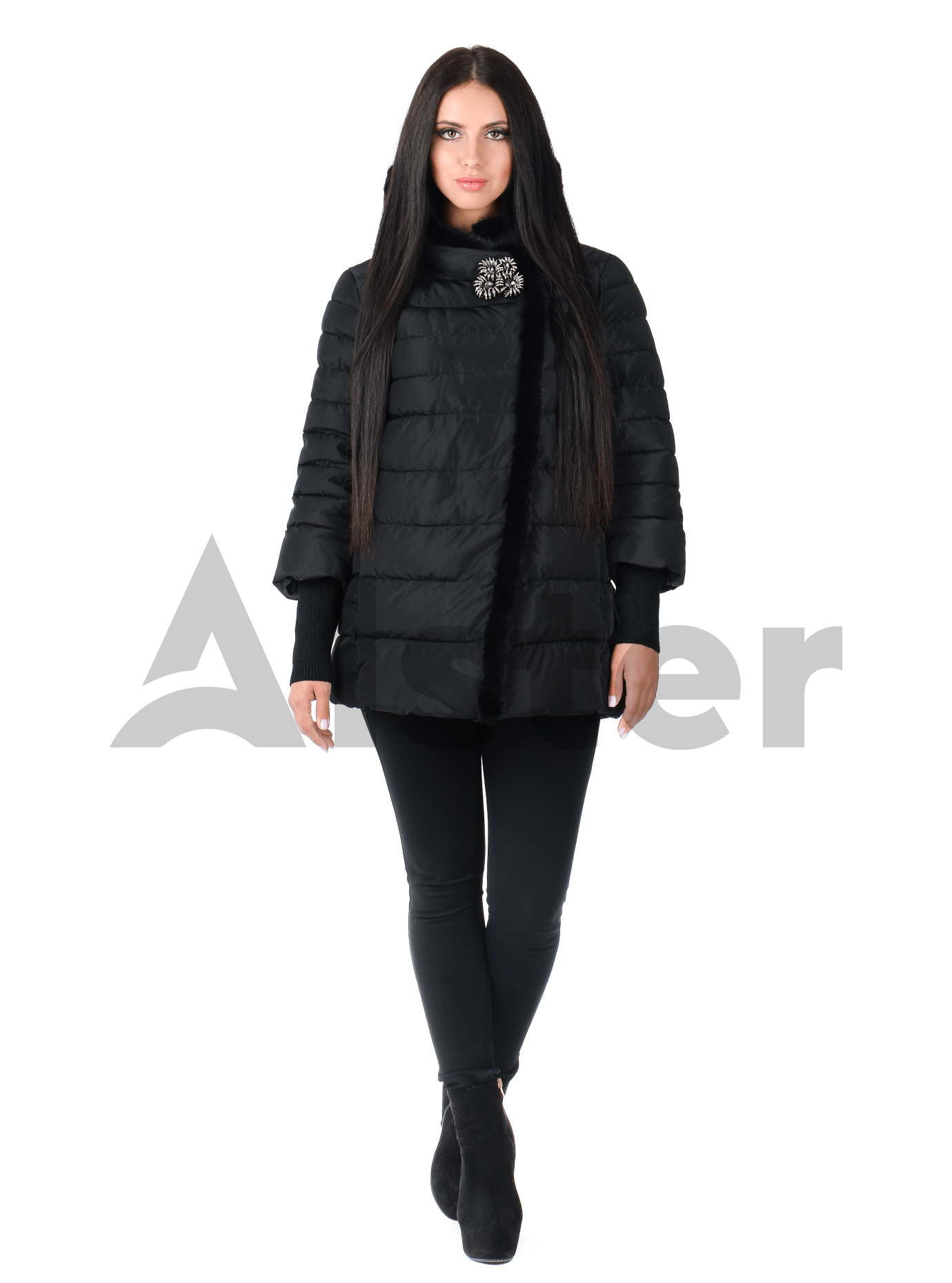 Куртка женская зимняя с мехом норки Чёрный S (05-AB9103): фото - Alster.ua