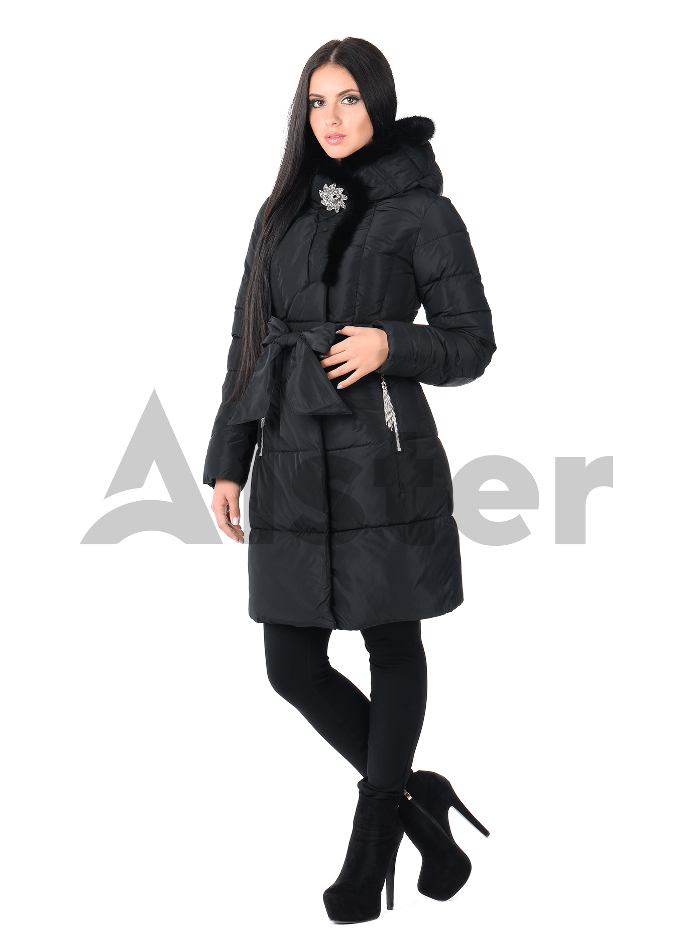 Куртка женская зимняя с мехом норки Чёрный S (05-AB9127): фото - Alster.ua