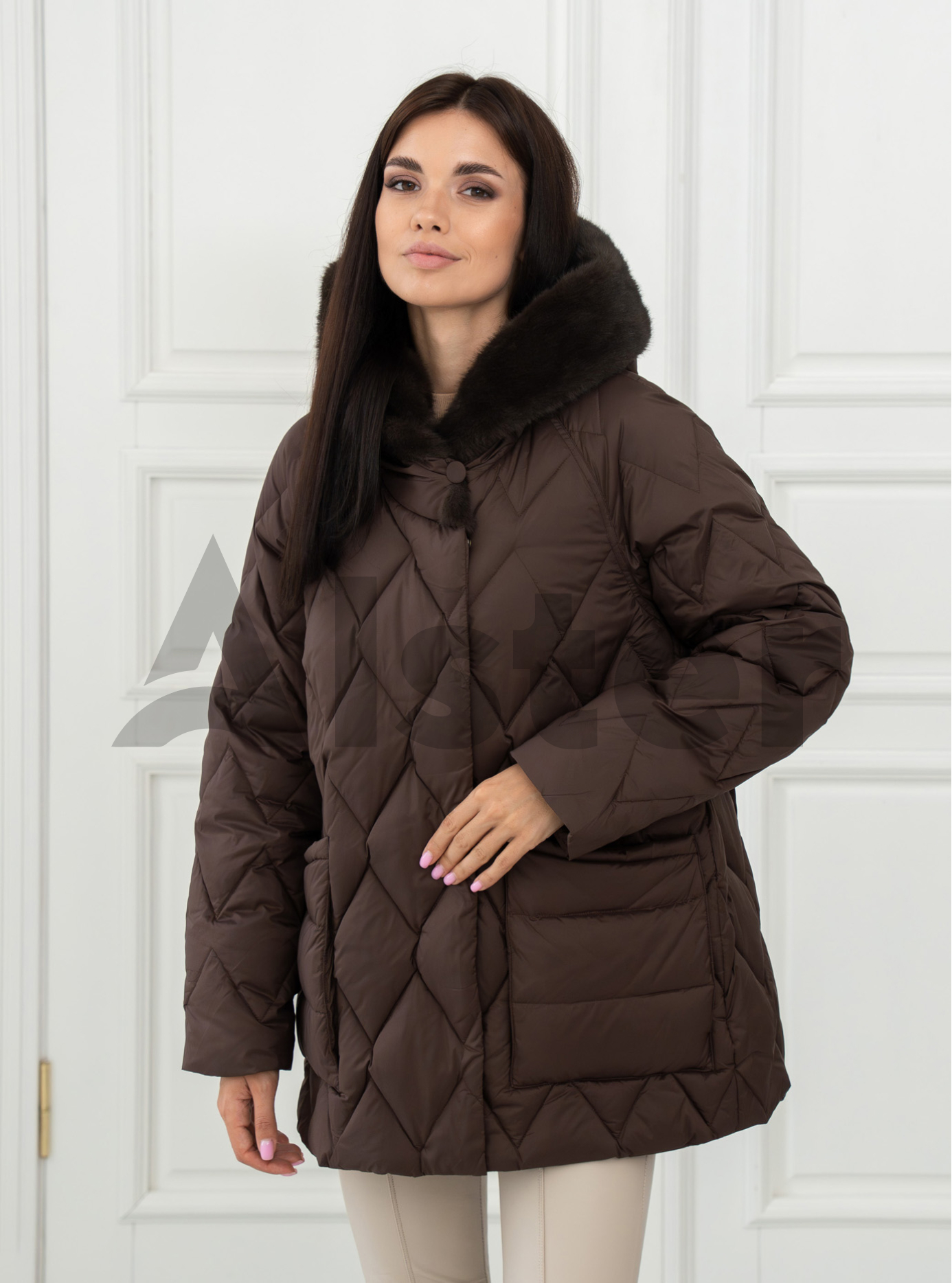 Женский пуховик Batter Flei 25BTF2422 Шоколадный 44 (25BTF2422-07): фото - Alster.ua