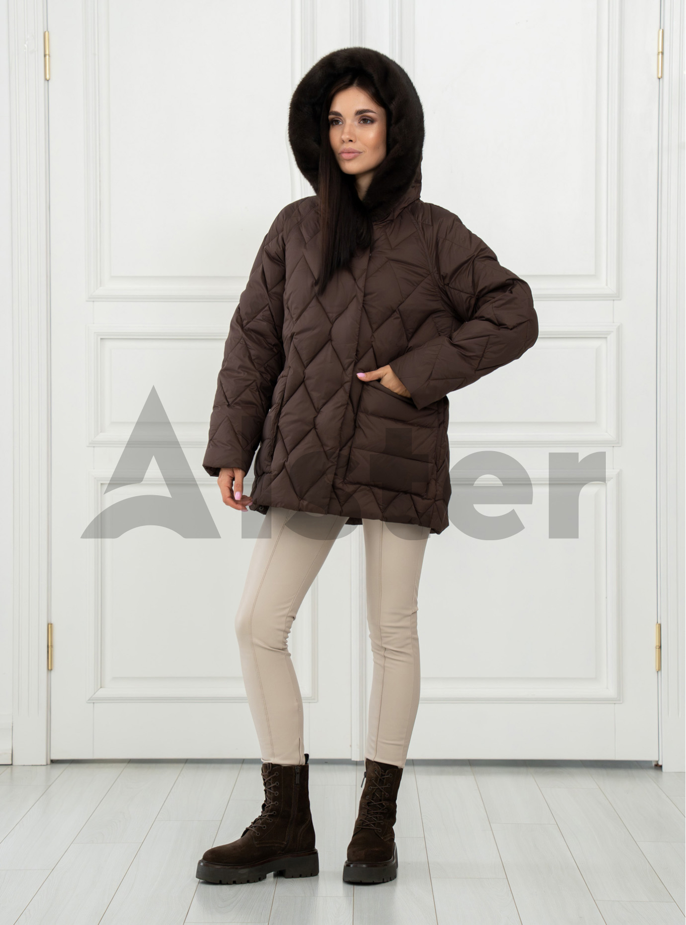 Женский пуховик Batter Flei 25BTF2422 Шоколадный 44 (25BTF2422-07): фото - Alster.ua