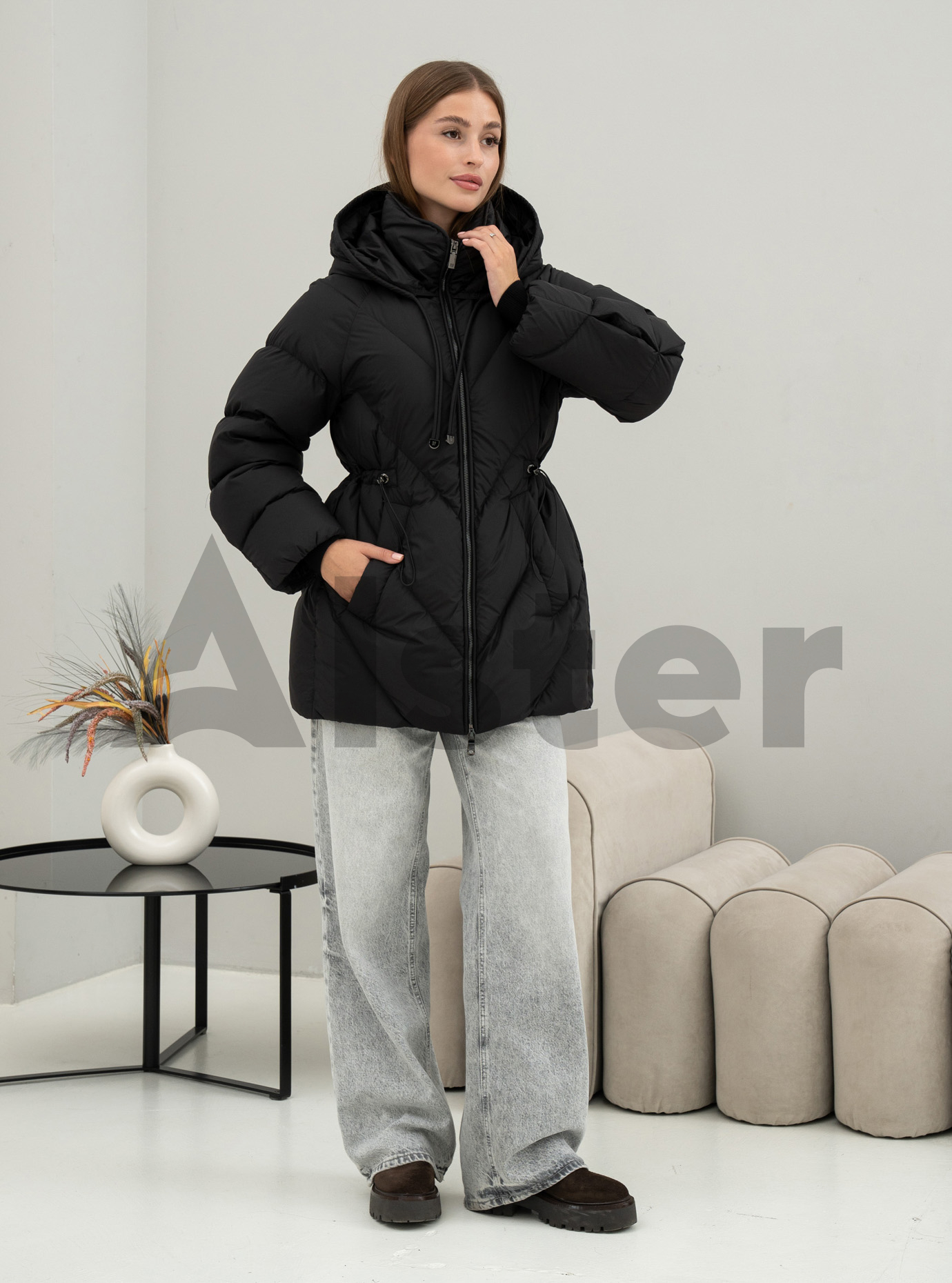 Женский пуховик средней длины Batter Flei 2566 Чёрный 42 (25BTF2566-05): фото - Alster.ua