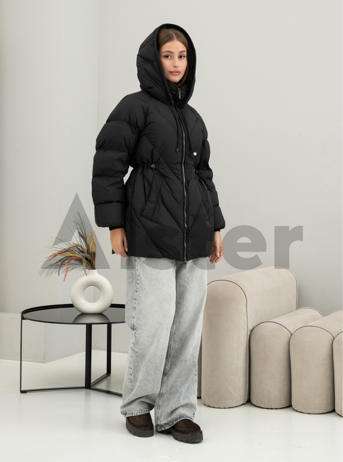 Женский пуховик средней длины Batter Flei 2566 Чёрный 42 (25BTF2566-05): фото - Alster.ua
