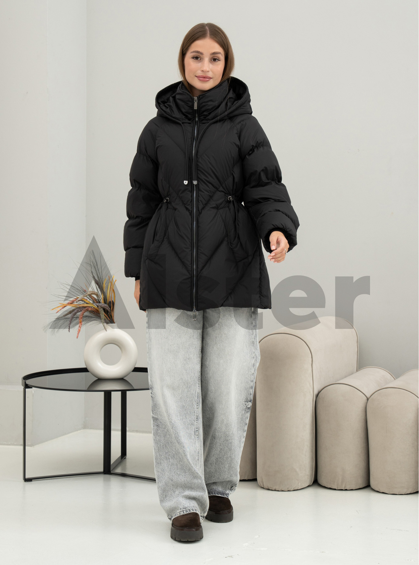 Женский пуховик средней длины Batter Flei 2566 Чёрный 42 (25BTF2566-05): фото - Alster.ua