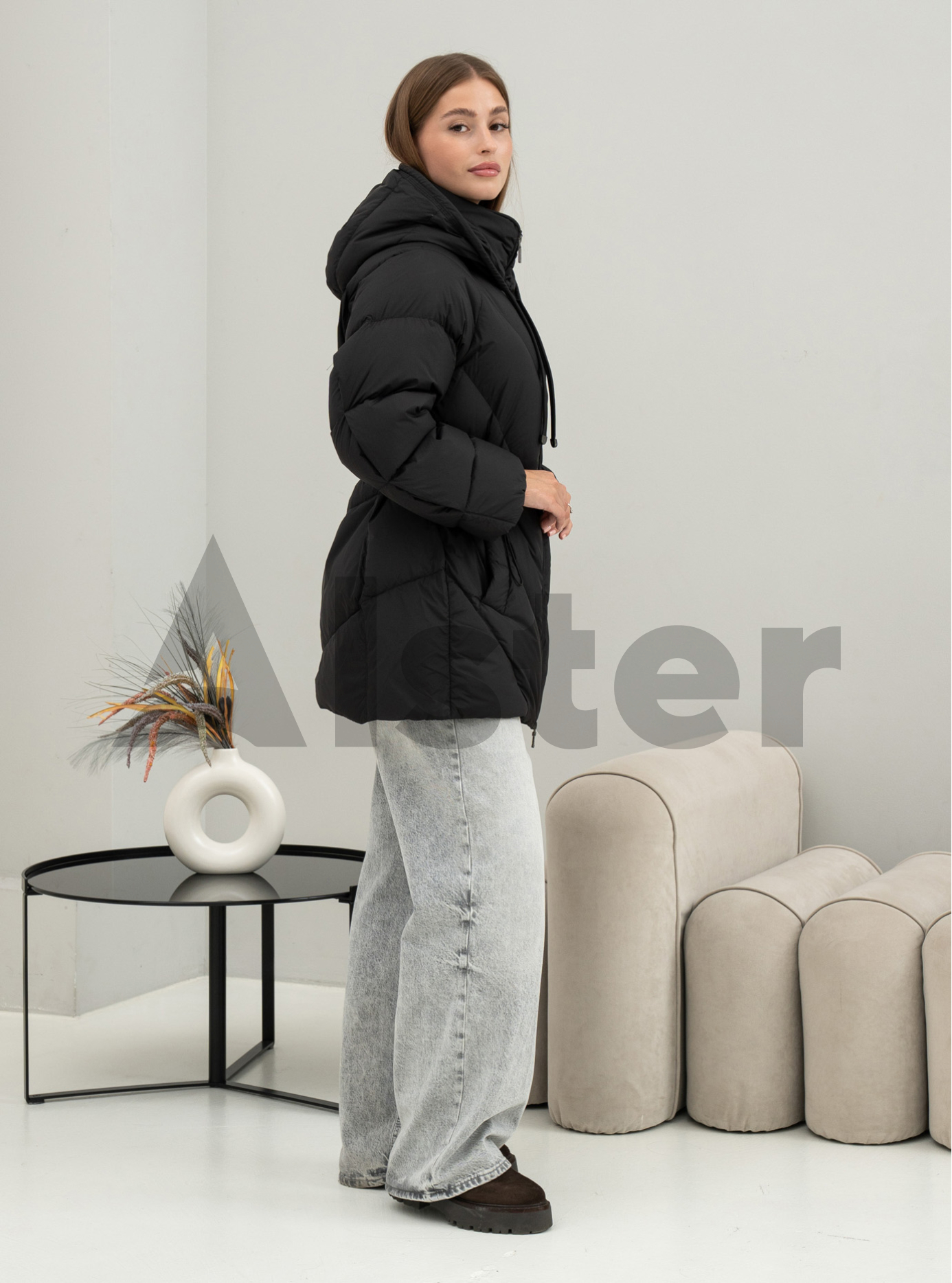 Женский пуховик средней длины Batter Flei 2566 Чёрный 42 (25BTF2566-05): фото - Alster.ua