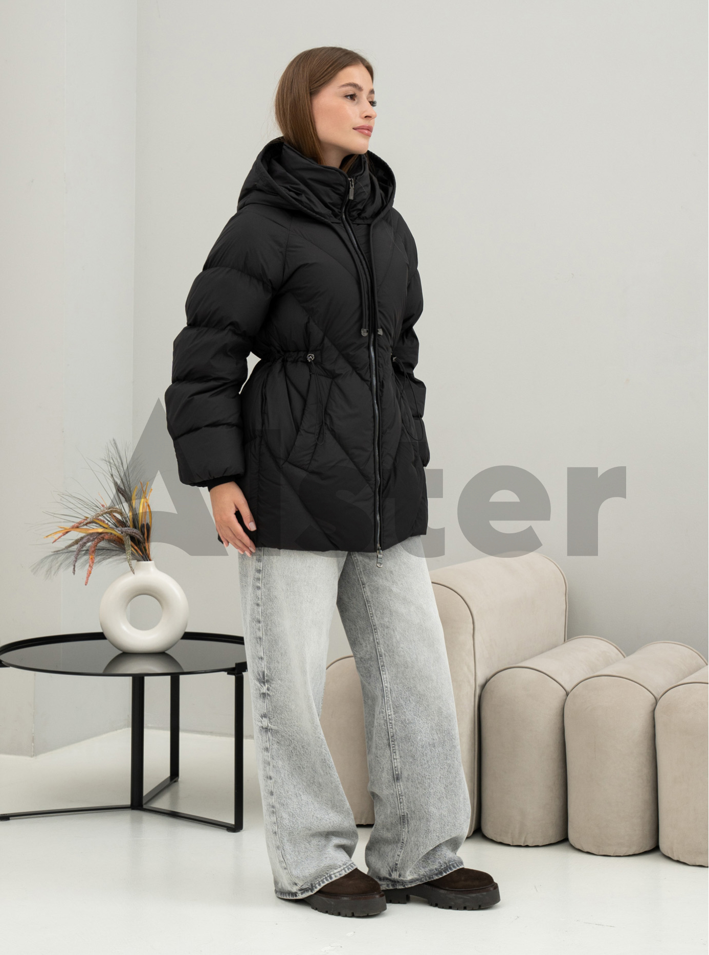 Женский пуховик средней длины Batter Flei 2566 Чёрный 42 (25BTF2566-05): фото - Alster.ua