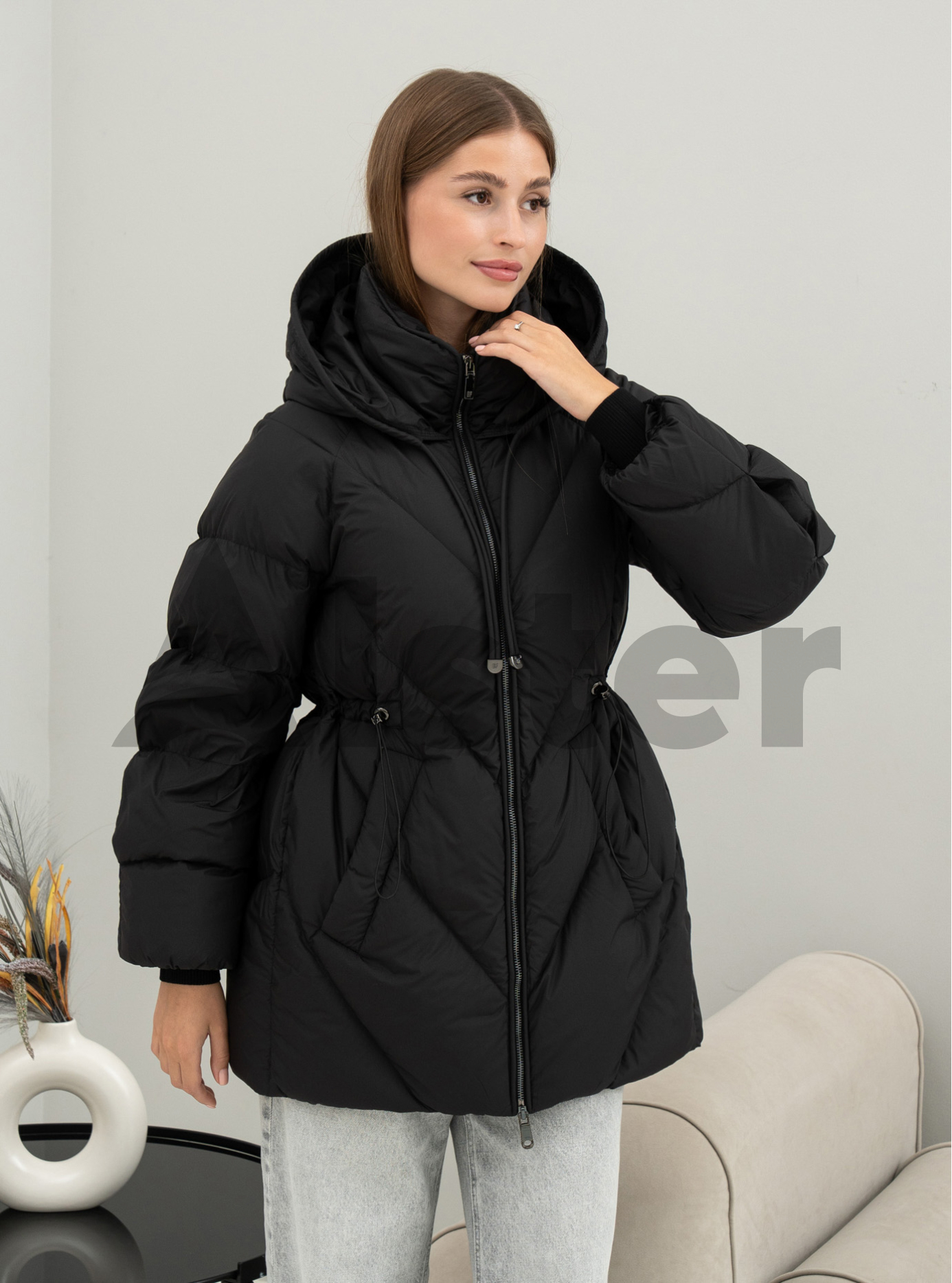 Женский пуховик средней длины Batter Flei 2566 Чёрный 42 (25BTF2566-05): фото - Alster.ua