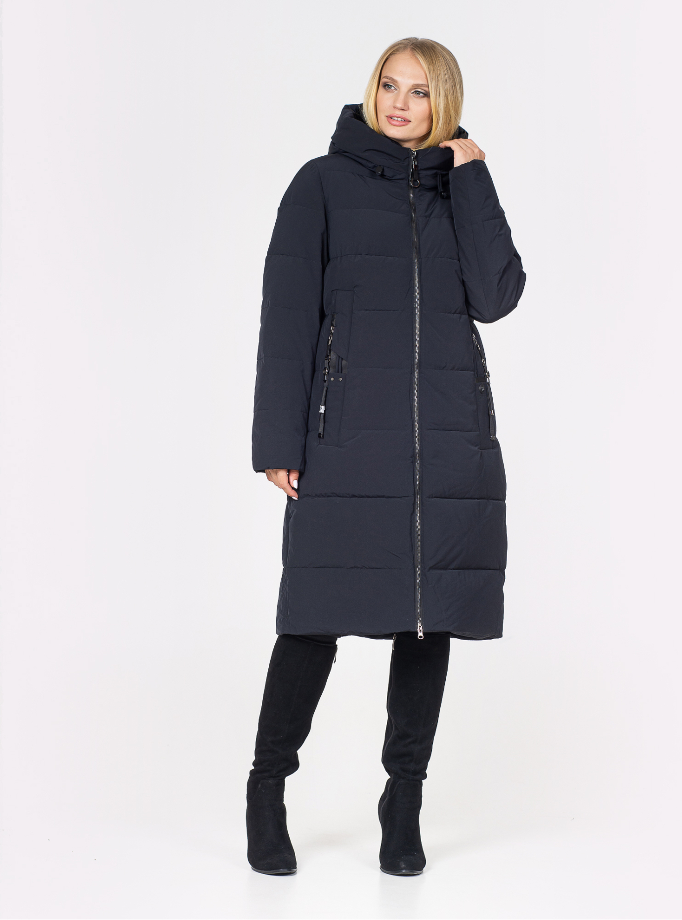Куртка зимняя женская длинная Тёмно-синий XL (07-VP201080): фото - Alster.ua