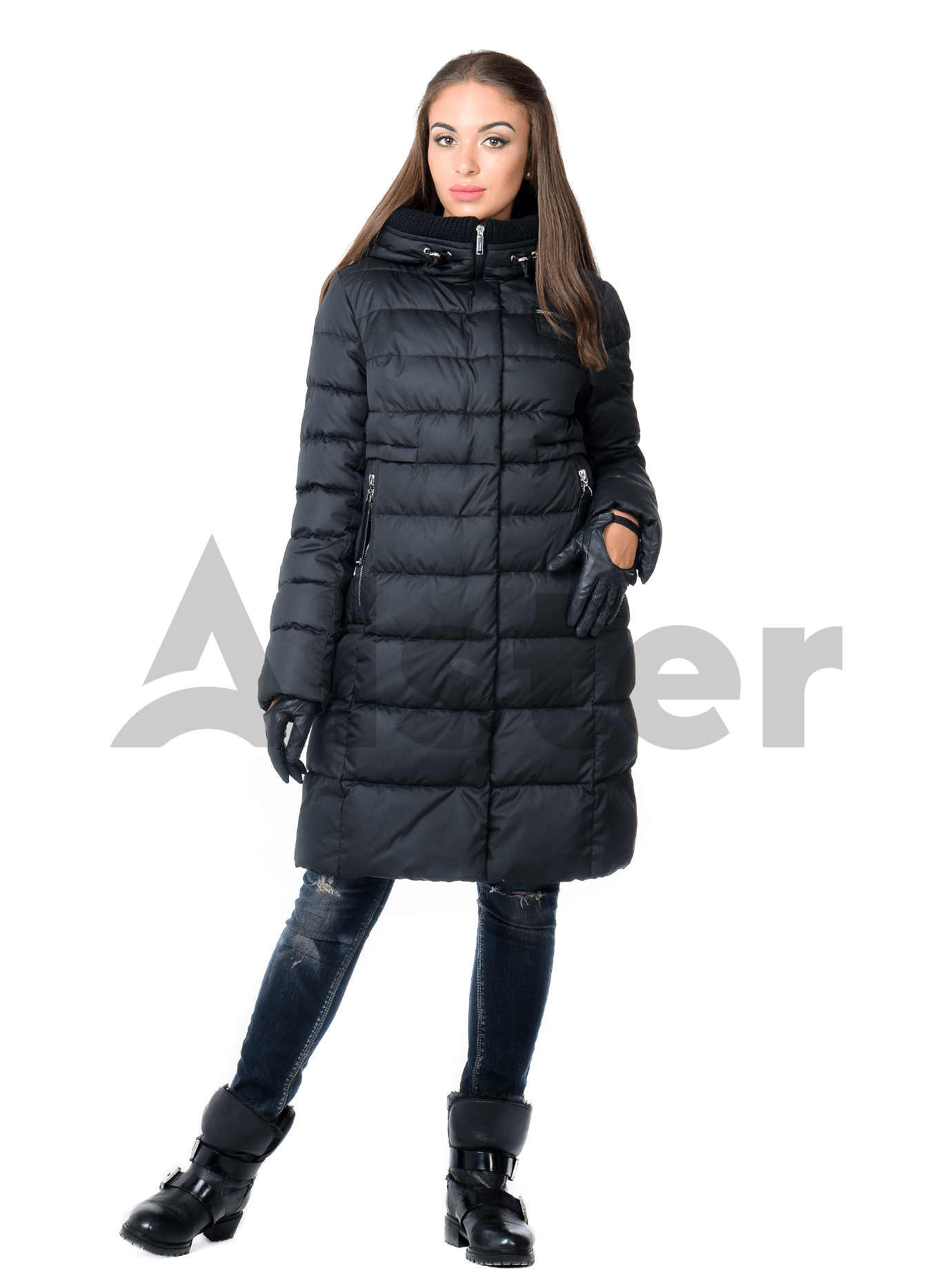Куртка зимняя женская стёганная Чёрный S (02-CR170379): фото - Alster.ua