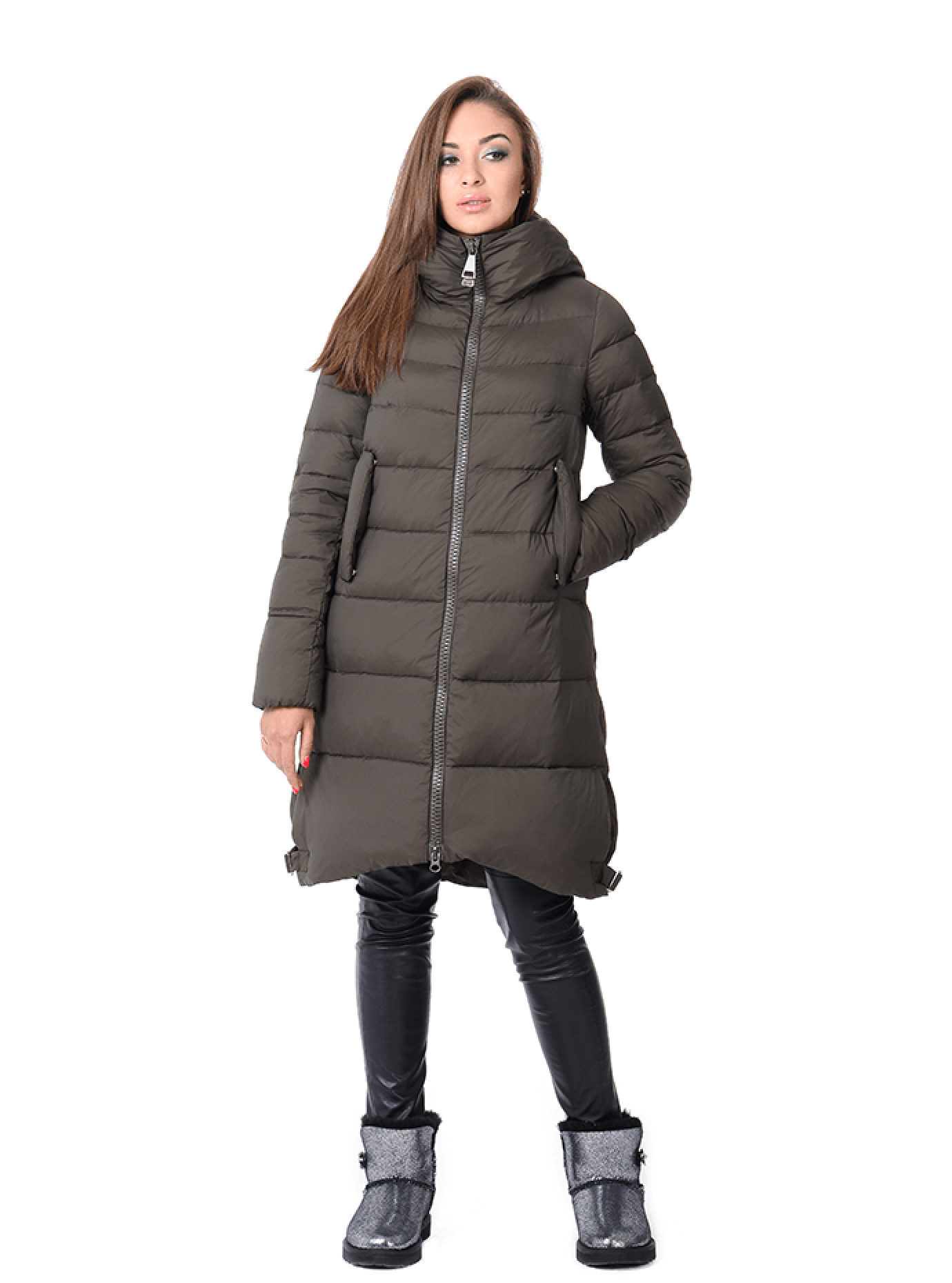 Куртка зимняя женская на молнии Хаки 2XL (02-CR170368): фото - Alster.ua