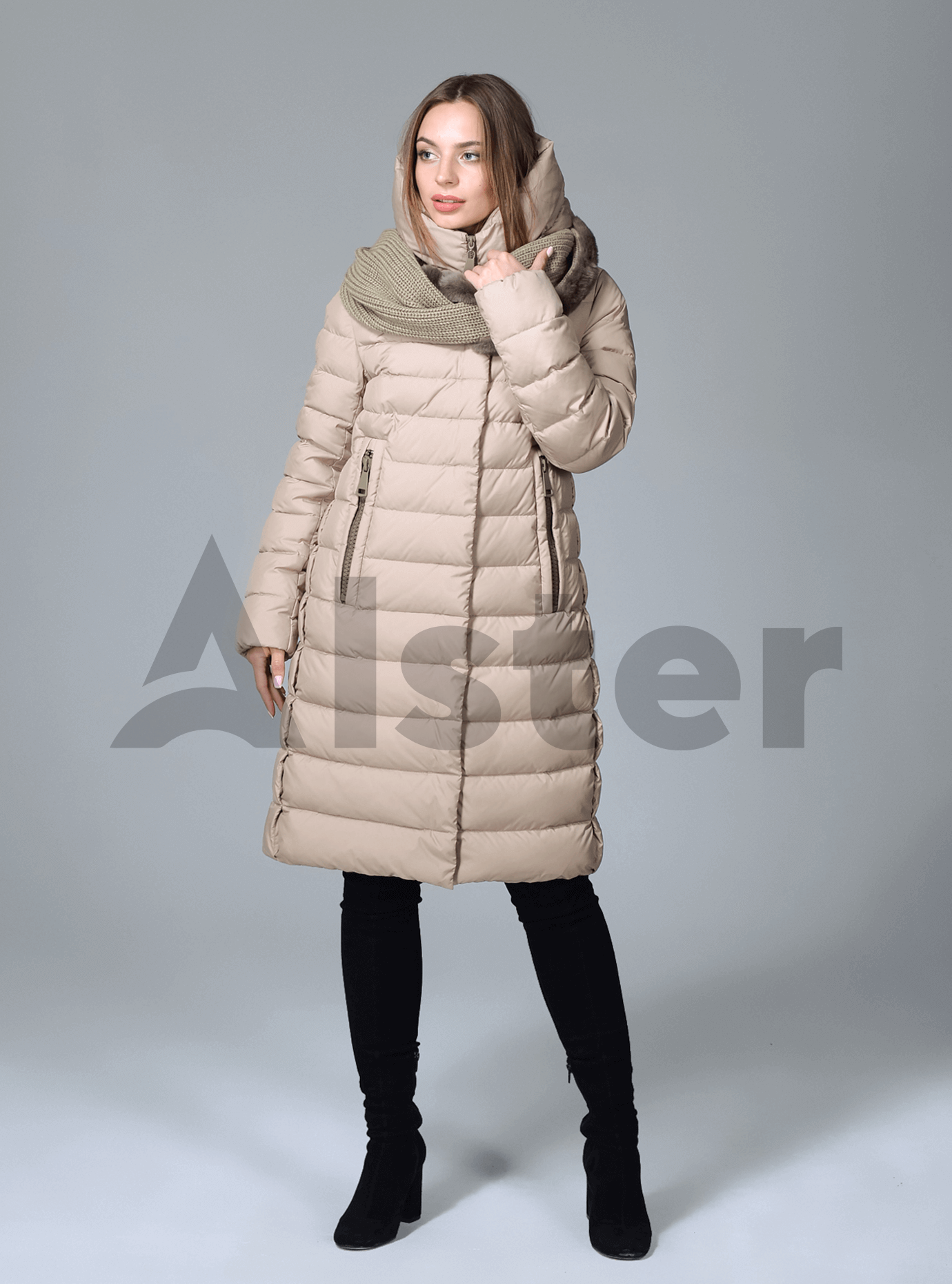 Куртка зимняя женская с шарфом Чёрный S (02-CR170321): фото - Alster.ua