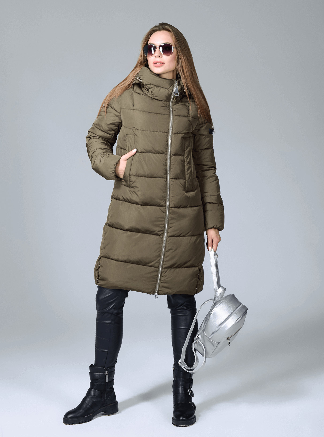 Куртка зимняя женская прямой крой Хаки 2XL (02-CR170149): фото - Alster.ua