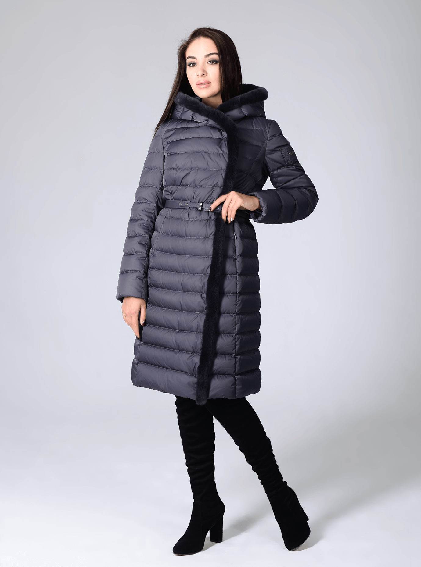 Куртка зимняя женская с меховой отделкой Чёрный S (02-CR170234): фото - Alster.ua