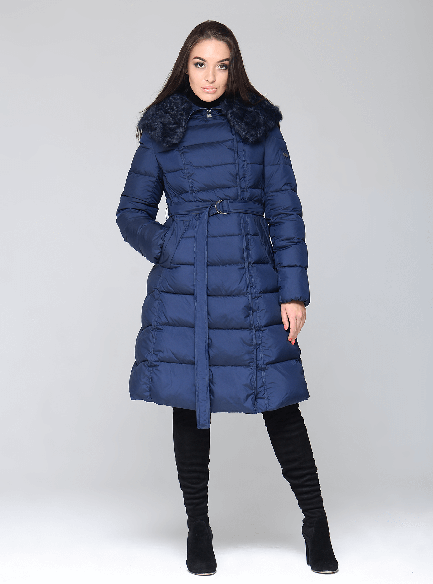 Куртка зимняя женская с меховым воротником Чёрный S (02-CR170326): фото - Alster.ua