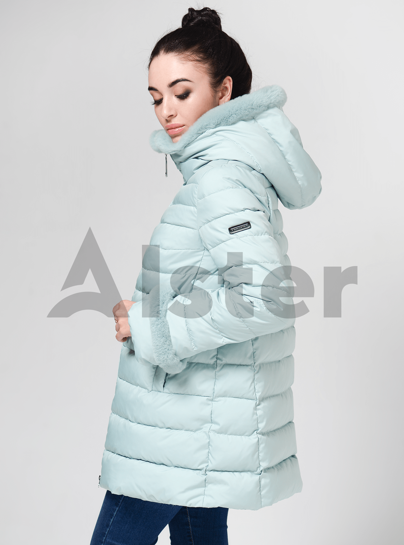 Классическая зимняя женская куртка с мехом Мятный S (02-190255): фото - Alster.ua