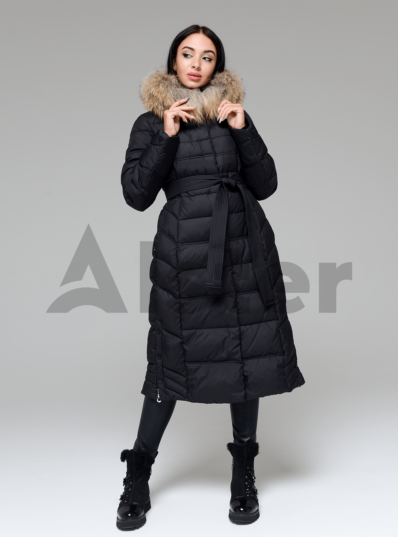 Классическая зимняя женская куртка с мехом Чёрный 2XL (02-190314): фото - Alster.ua
