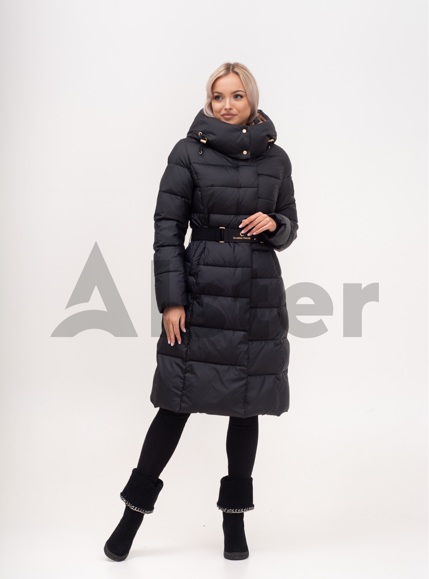 Куртка зимняя длинная с поясом Чёрный 2XL (01-N200528): фото - Alster.ua