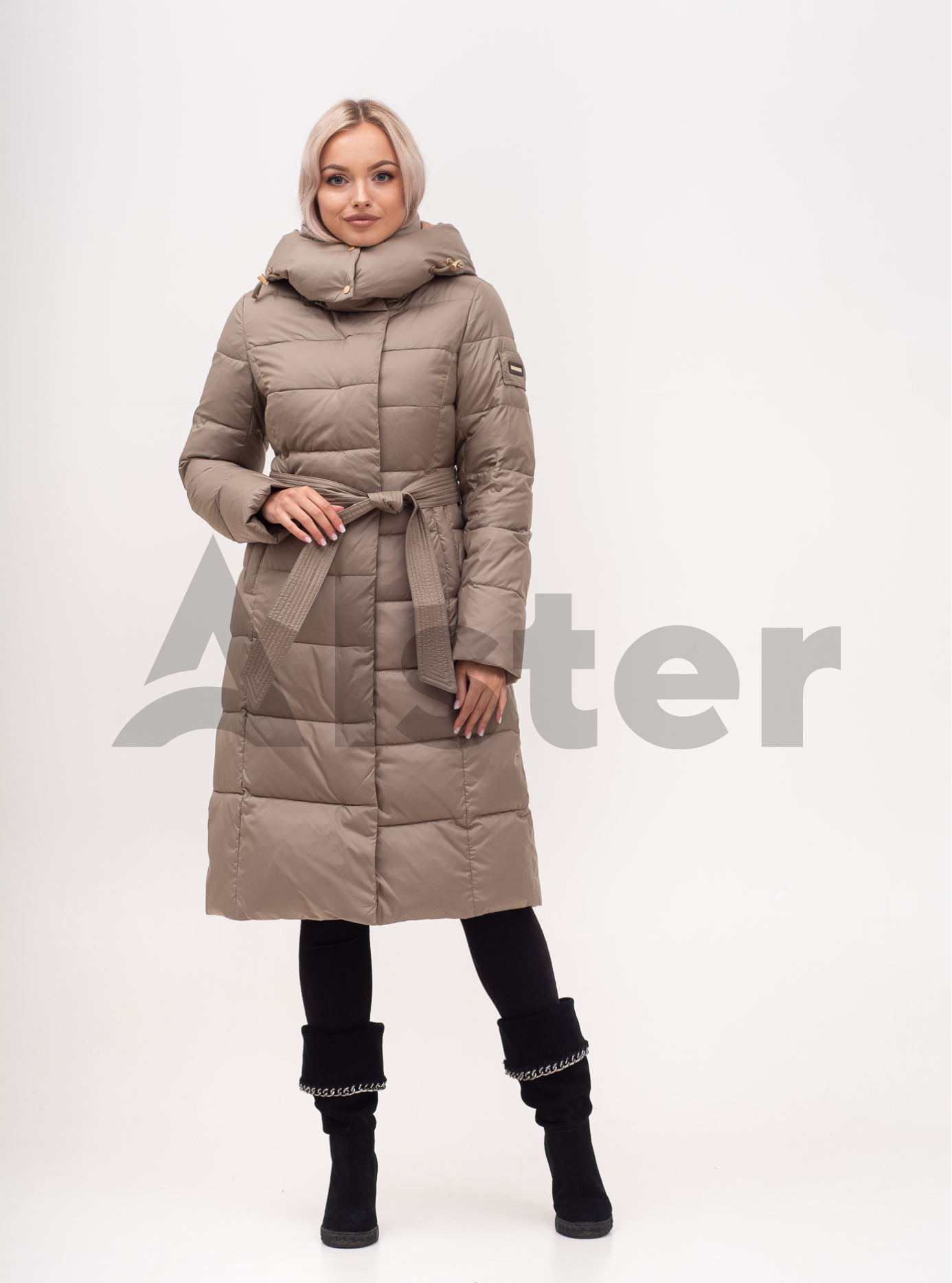 Куртка зимняя длинная с поясом Фисташковый 2XL (01-N200523): фото - Alster.ua