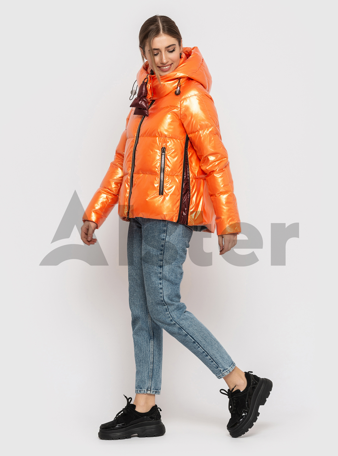 Женская короткая зимняя куртка CLASNA Оранжевый L (21D200CW-07): фото - Alster.ua