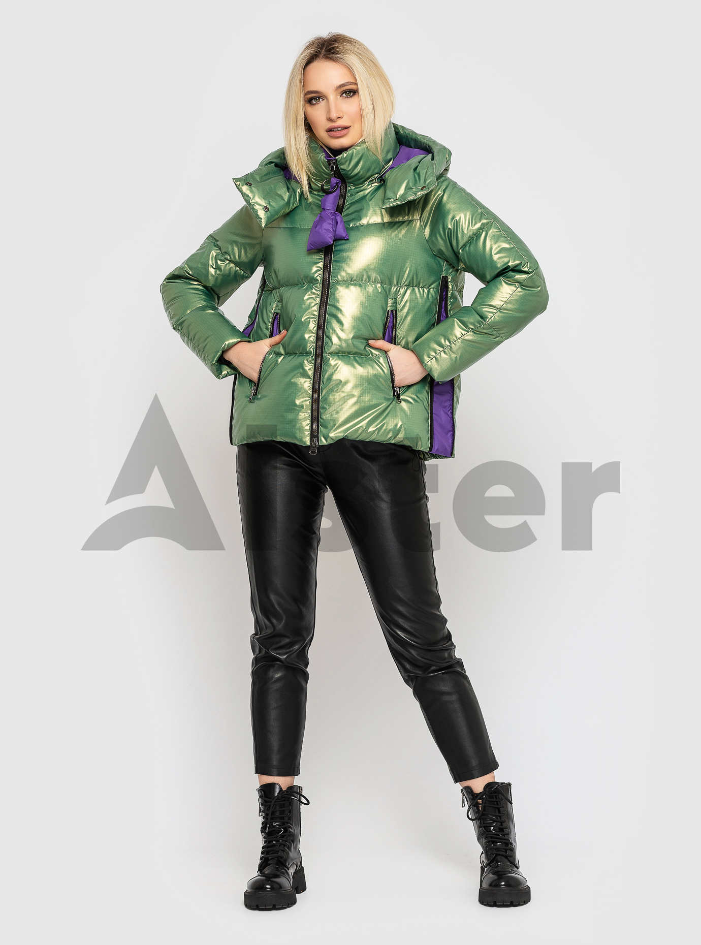 Женская короткая зимняя куртка CLASNA Тёмно-зелёный XL (21D200CW-16): фото - Alster.ua