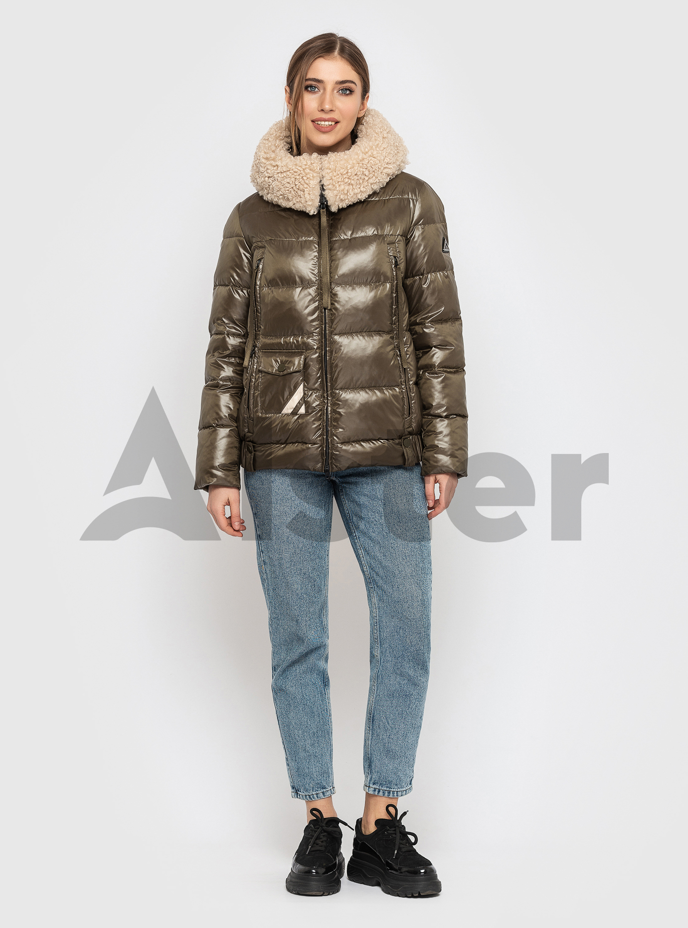Женская куртка с экомехом CLASNA Жемчужный XL (21D332CW-04): фото - Alster.ua