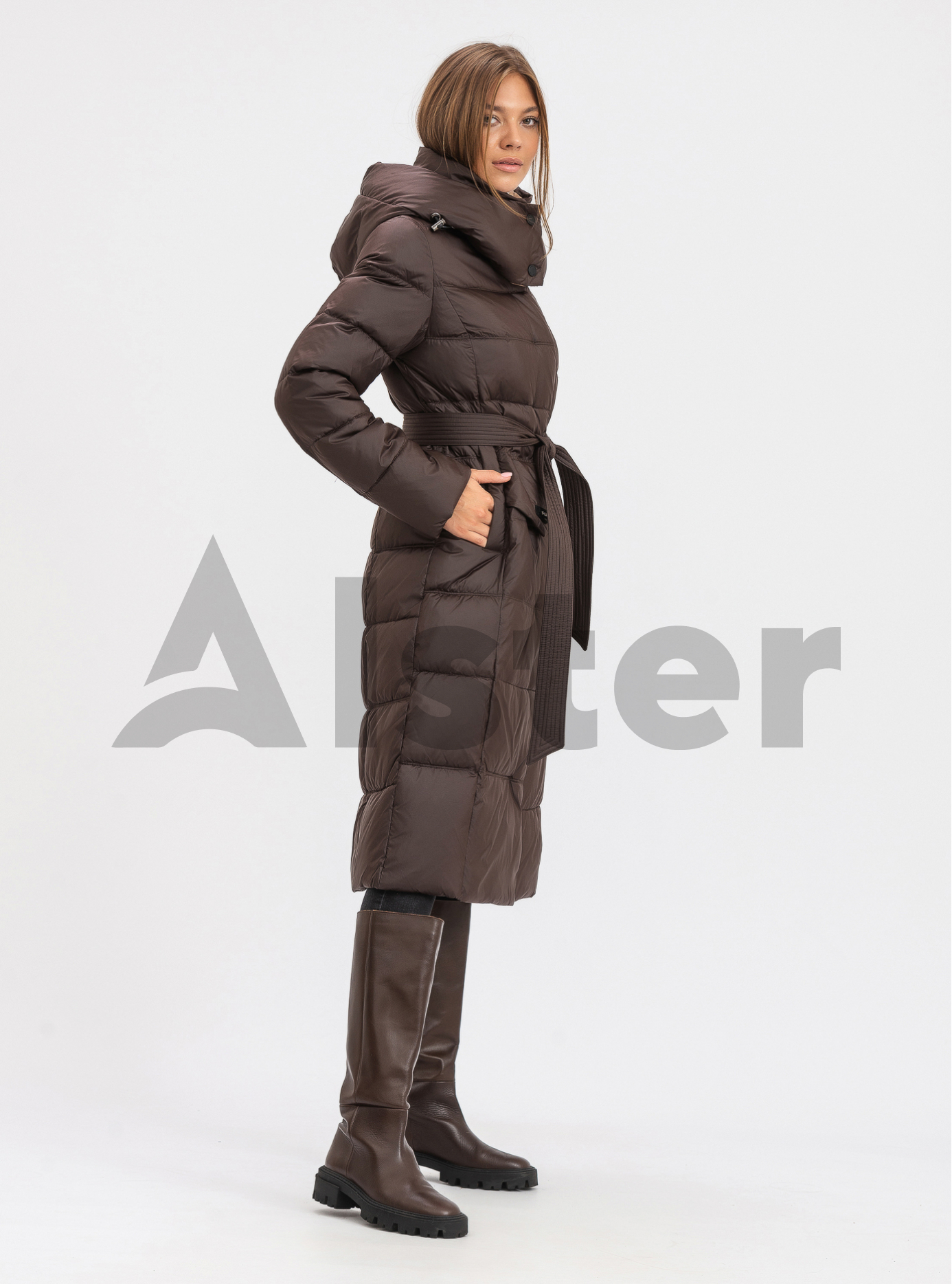 Женская зимняя куртка с поясом CLASNA Шоколадный 2XL (21D539CW-10): фото - Alster.ua
