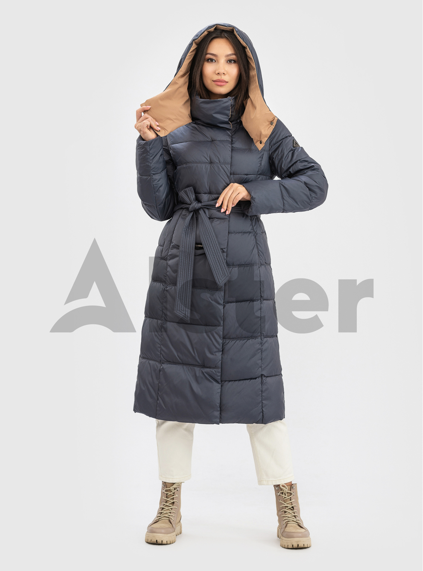 Женская зимняя куртка с поясом CLASNA Графитовый XL (21D539CW-14): фото - Alster.ua