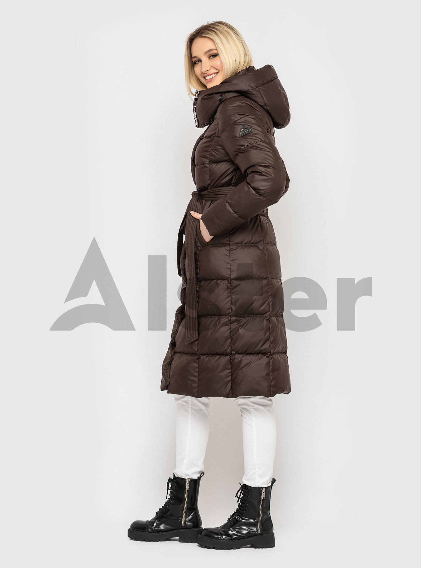Женская зимняя куртка с поясом CLASNA Шоколадный 2XL (21D539CW-10): фото - Alster.ua