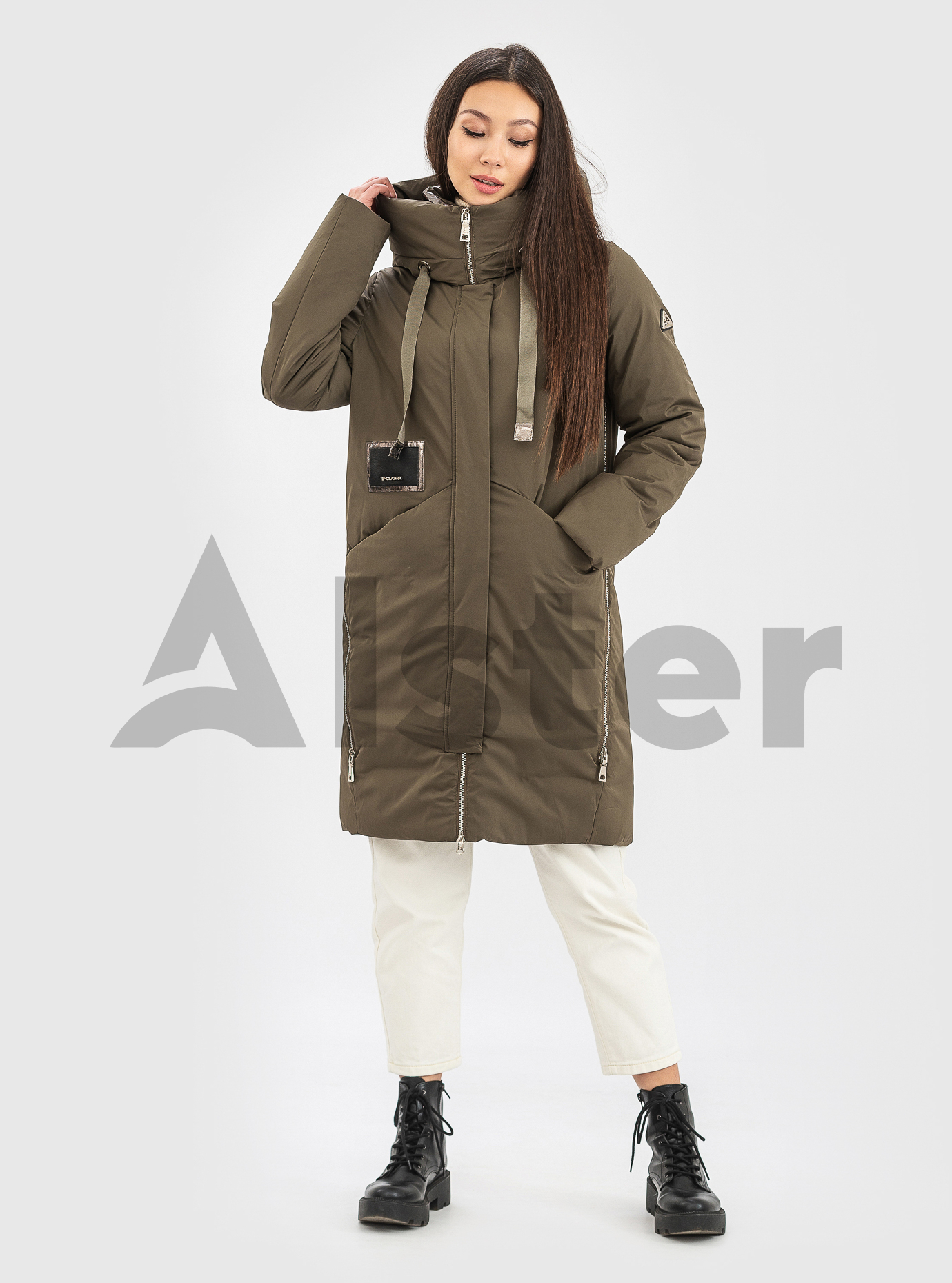 Женская зимняя куртка прямого кроя CLASNA Хаки L (21D8079CW-13): фото - Alster.ua