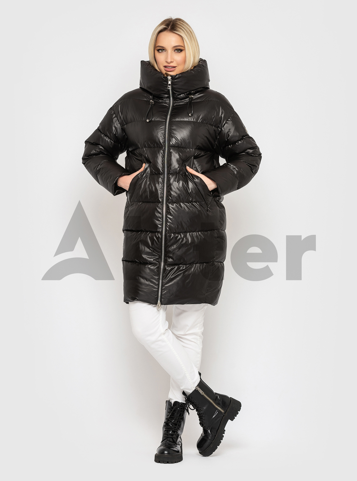Женская зимняя куртка средней длины CLASNA Чёрный L (21D8096CW-03): фото - Alster.ua