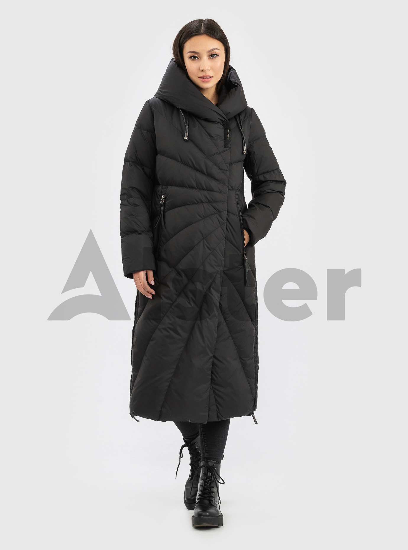 Женский пуховик с оригинальной стёжкой CLASNA Чёрный S (21D8139DW-01): фото - Alster.ua