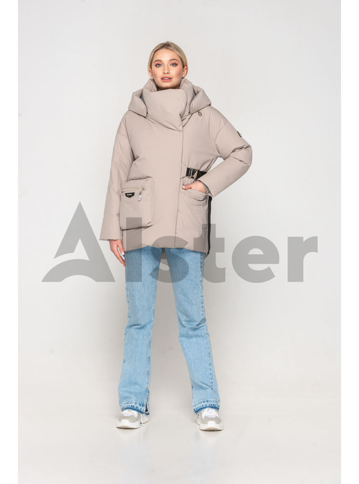 Зимняя женская куртка с накладным карманом CLASNA Светло-бежевый XL (21D8163CW-14): фото - Alster.ua