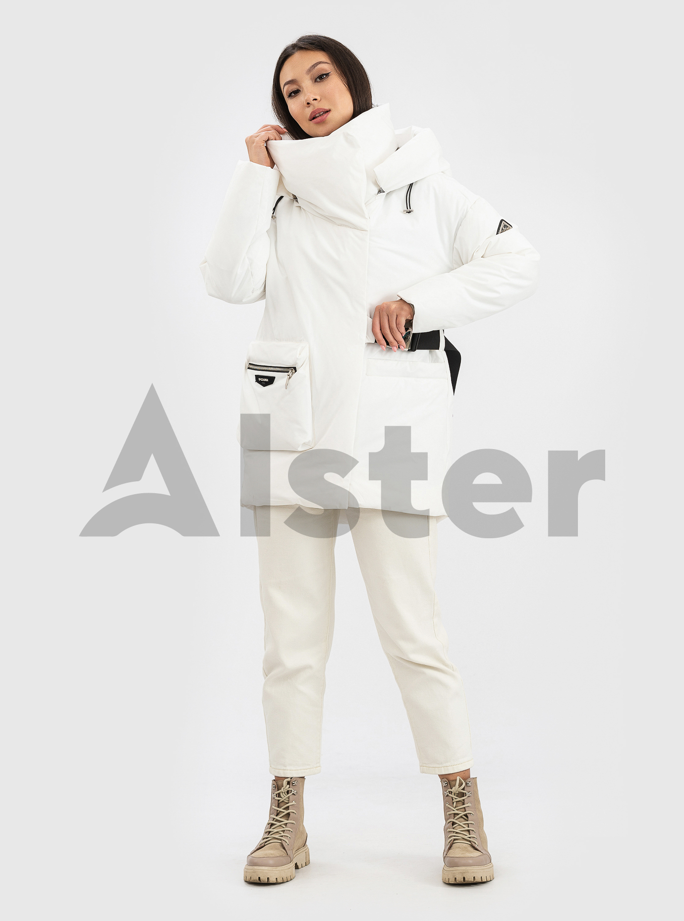 Зимняя женская куртка с накладным карманом CLASNA Белый XL (21D8163CW-09): фото - Alster.ua