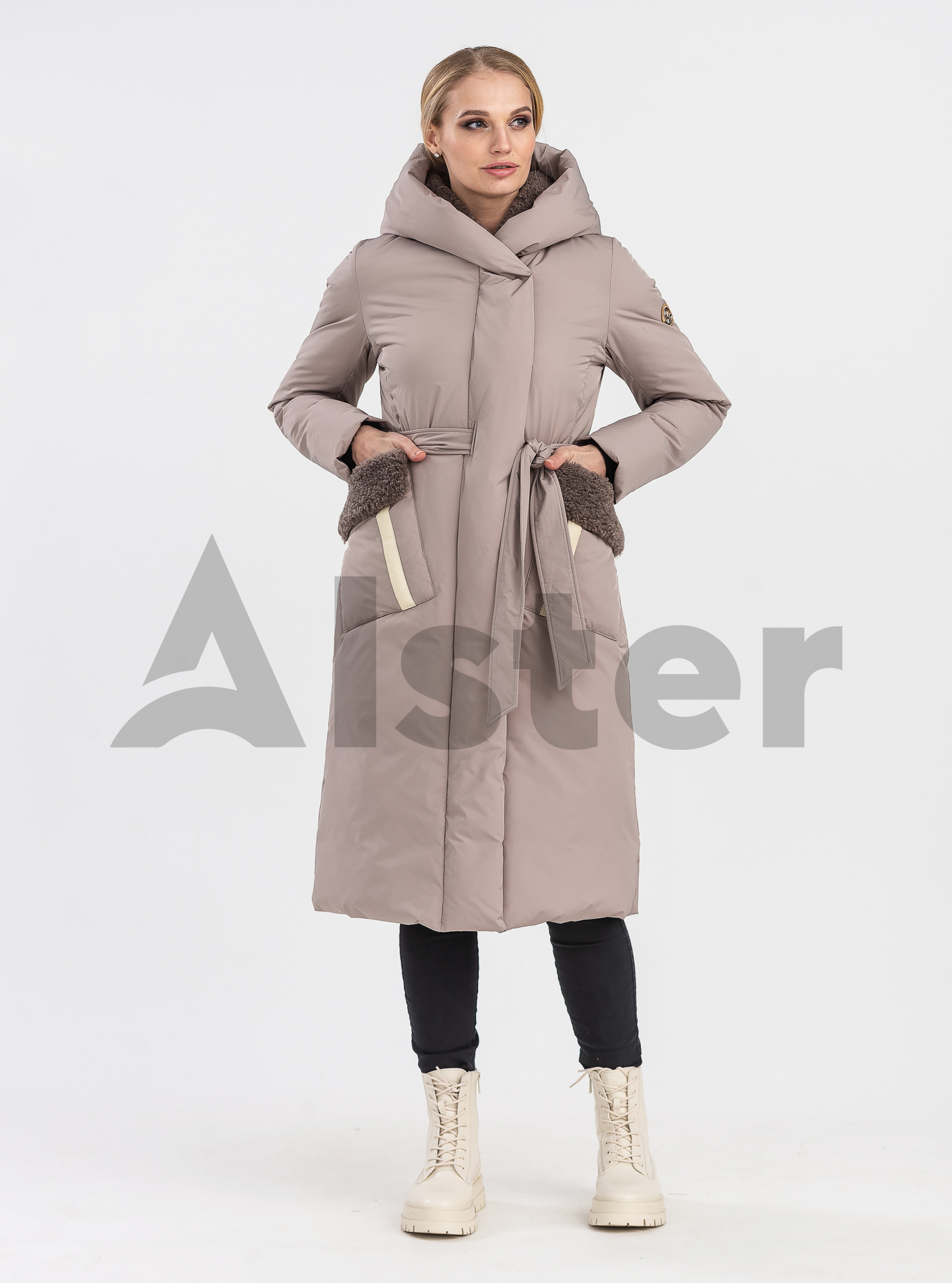 Женское зимнее пальто Clasna 519 с капюшоном Фисташковый 2XL (22D519CW-10): фото - Alster.ua