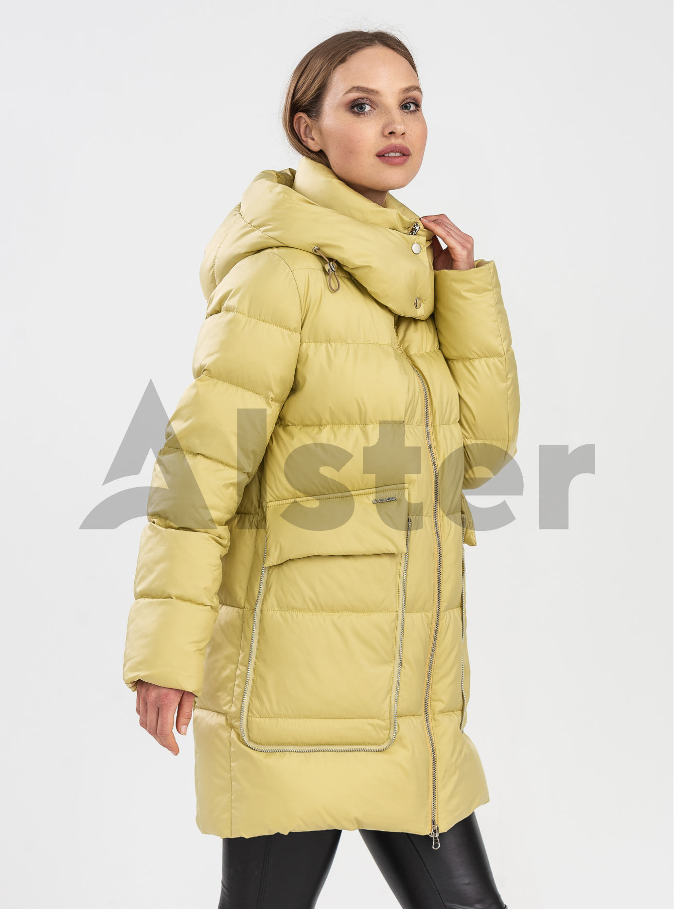 Женская зимняя куртка Clasna 553 удлиненная Лайм S (22D553CW-05): фото - Alster.ua