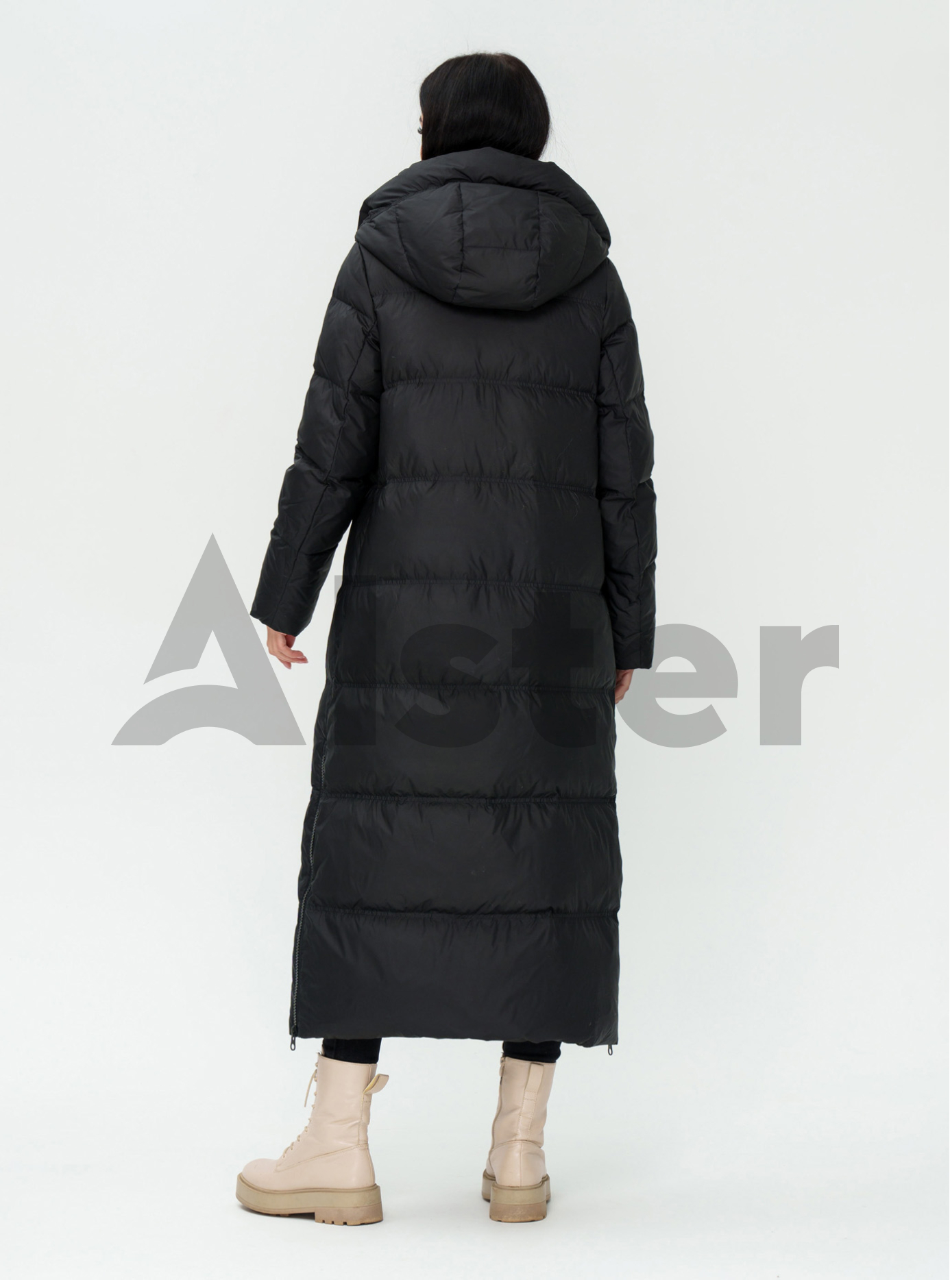 Длинный женский пуховик CLASNA 170 с капюшоном Чёрный XL (23D170DW-04): фото - Alster.ua