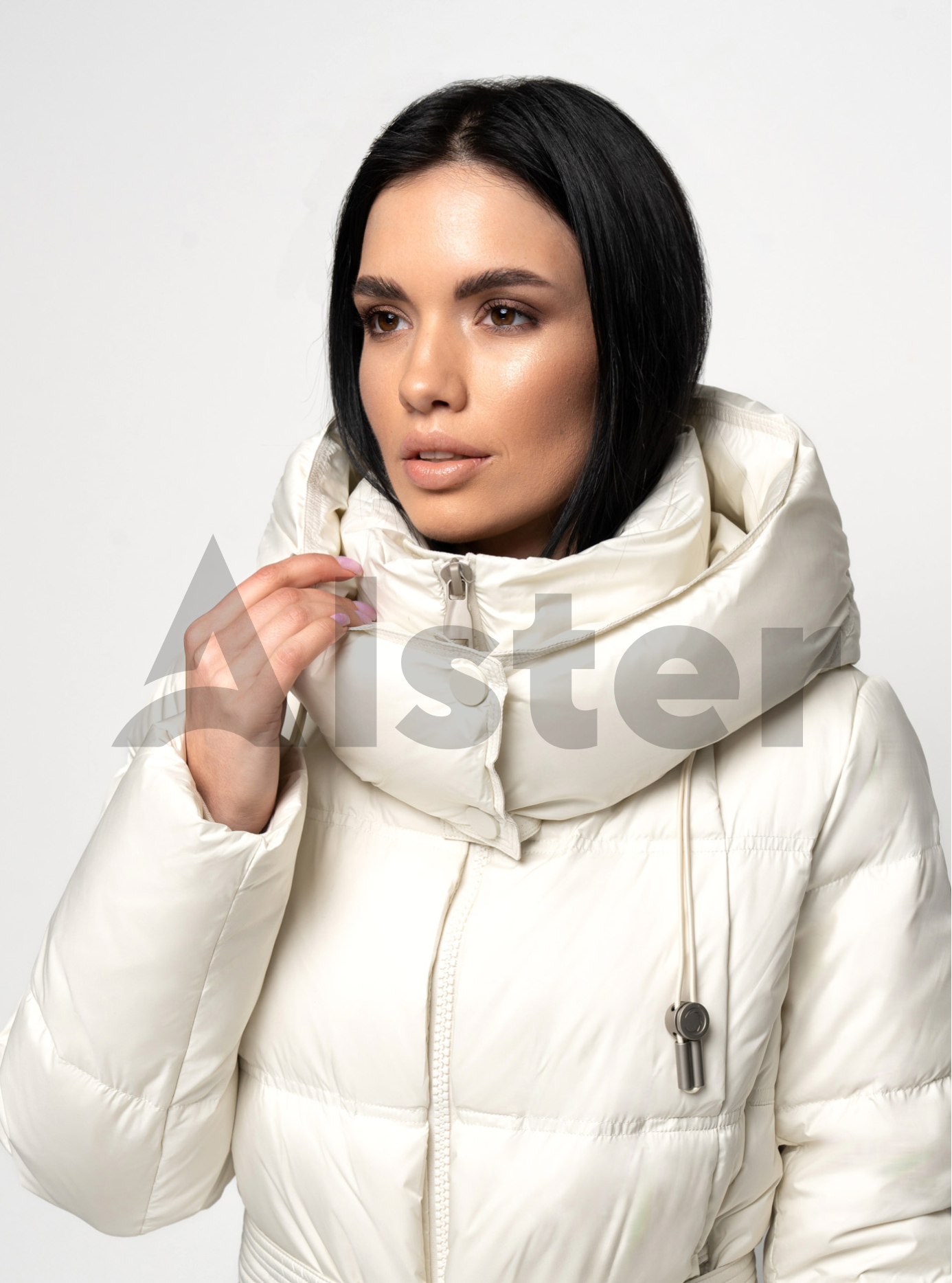 Длинный женский пуховик CLASNA 170 с капюшоном Молоко XL (23D170DW-19): фото - Alster.ua