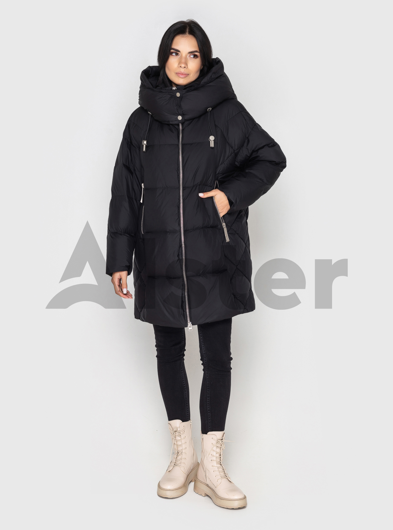 Женская зимняя куртка CLASNA 216 oversize Чёрный M (23D216DW-15): фото - Alster.ua