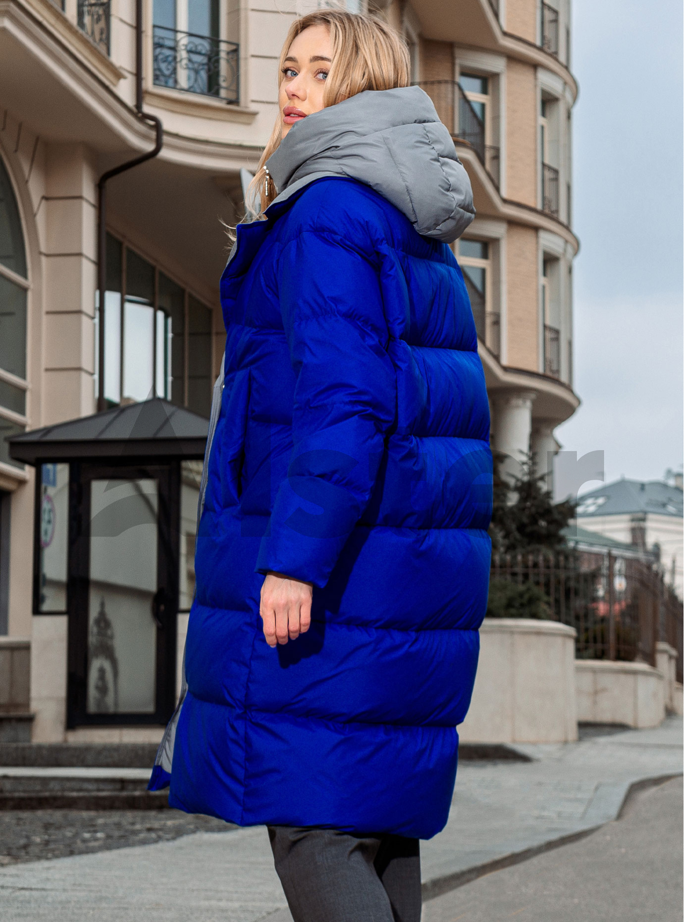 Женский пуховик CLASNA 269 с двойным воротником Электрик XS (23D269DW-05): фото - Alster.ua