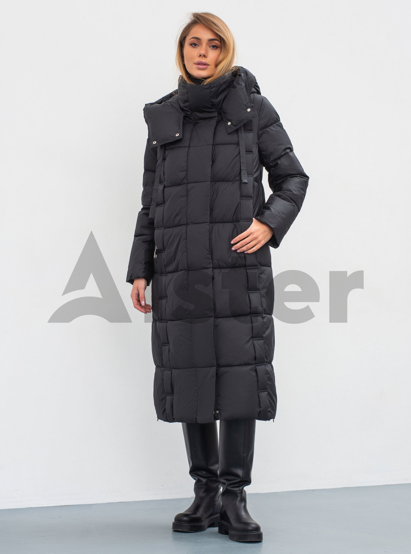 Женский зимний пуховик прямого фасона Clasna 395 Чёрный 2XL (23D395CW-25): фото - Alster.ua