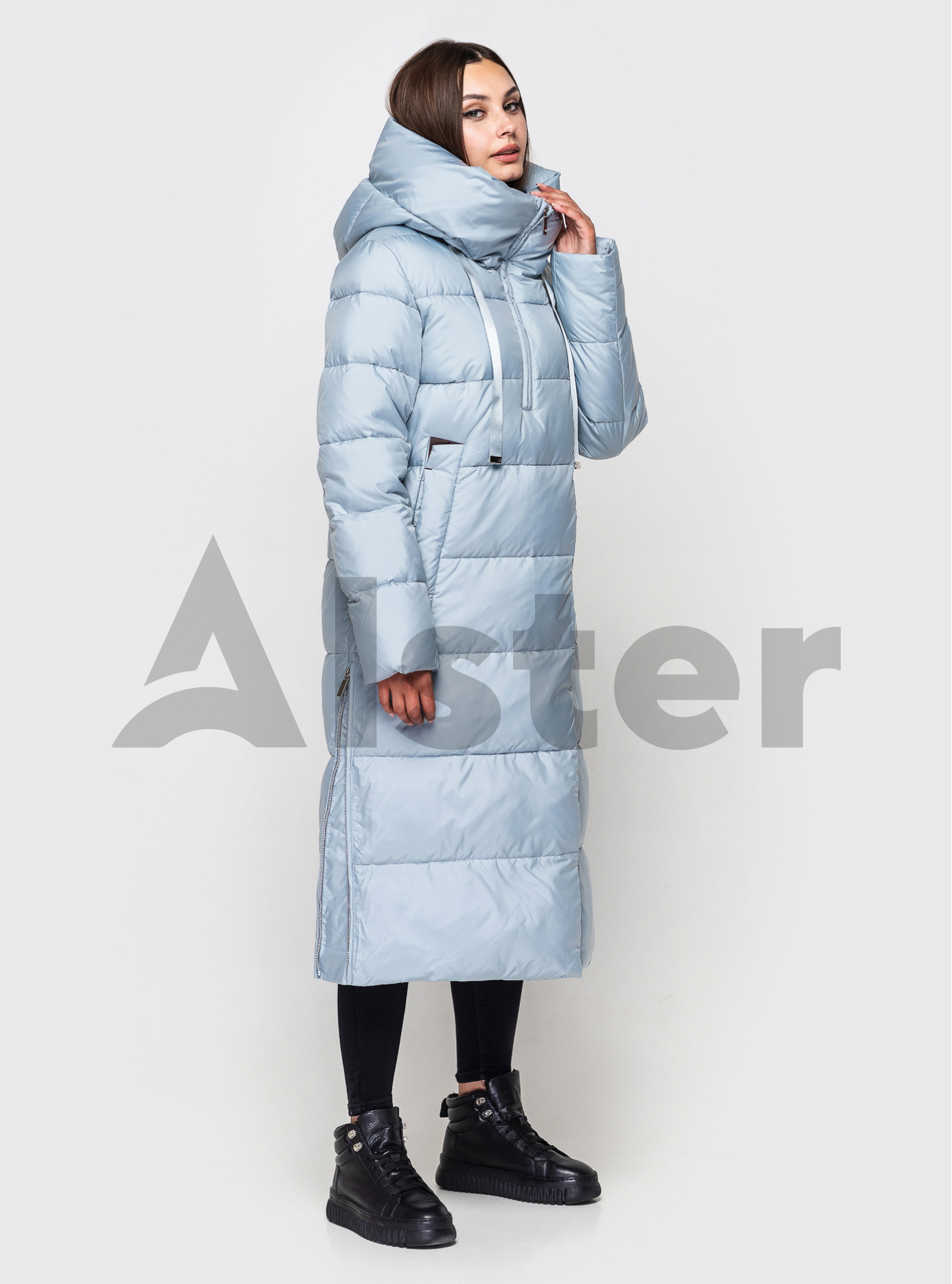 Женский длинный пуховик Clasna 520 Серо-голубой 2XL (22D520CW-10): фото - Alster.ua