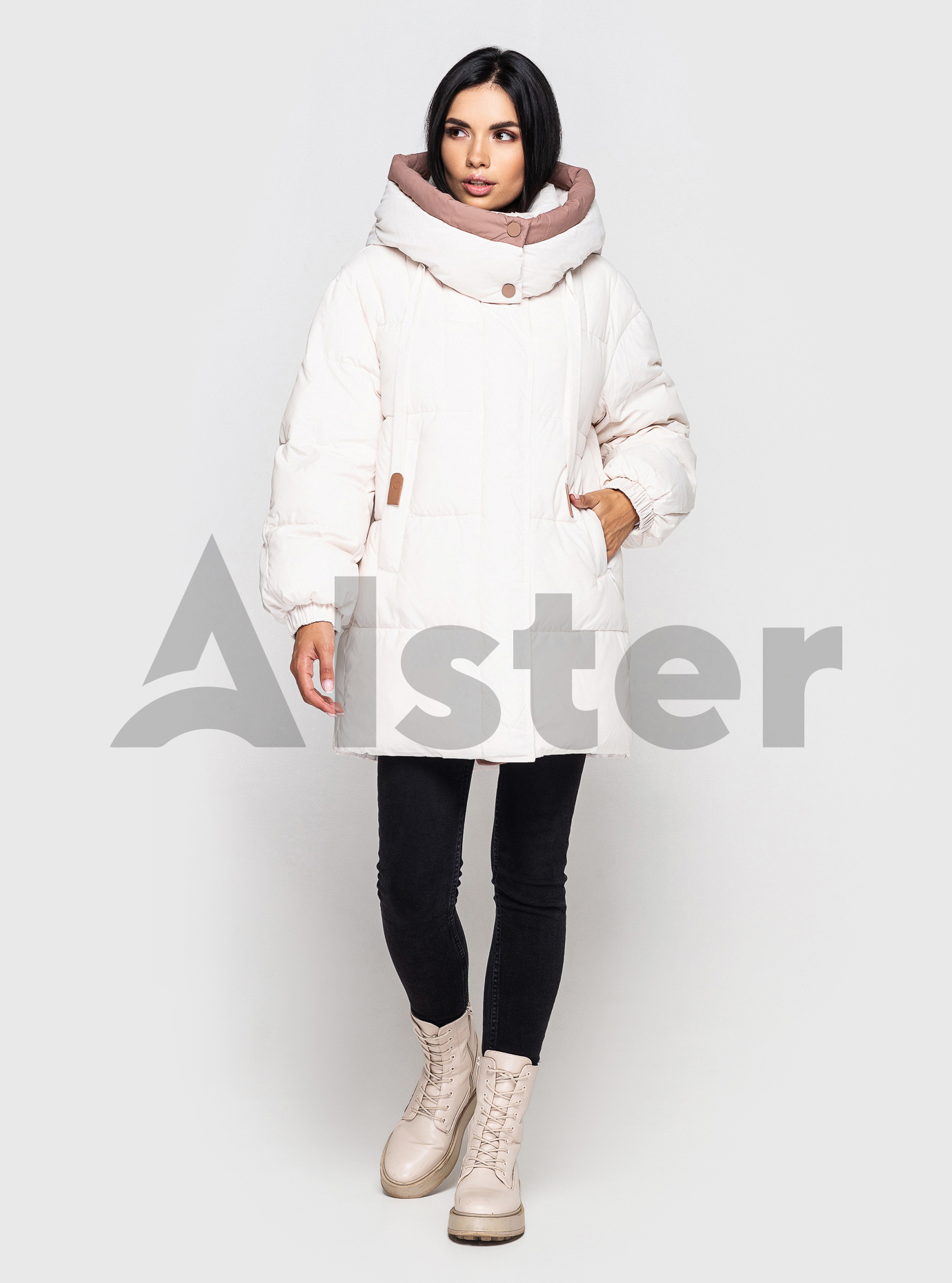 Женская oversize куртка CLASNA 648 зимняя Молоко M (23D648CW-14): фото - Alster.ua