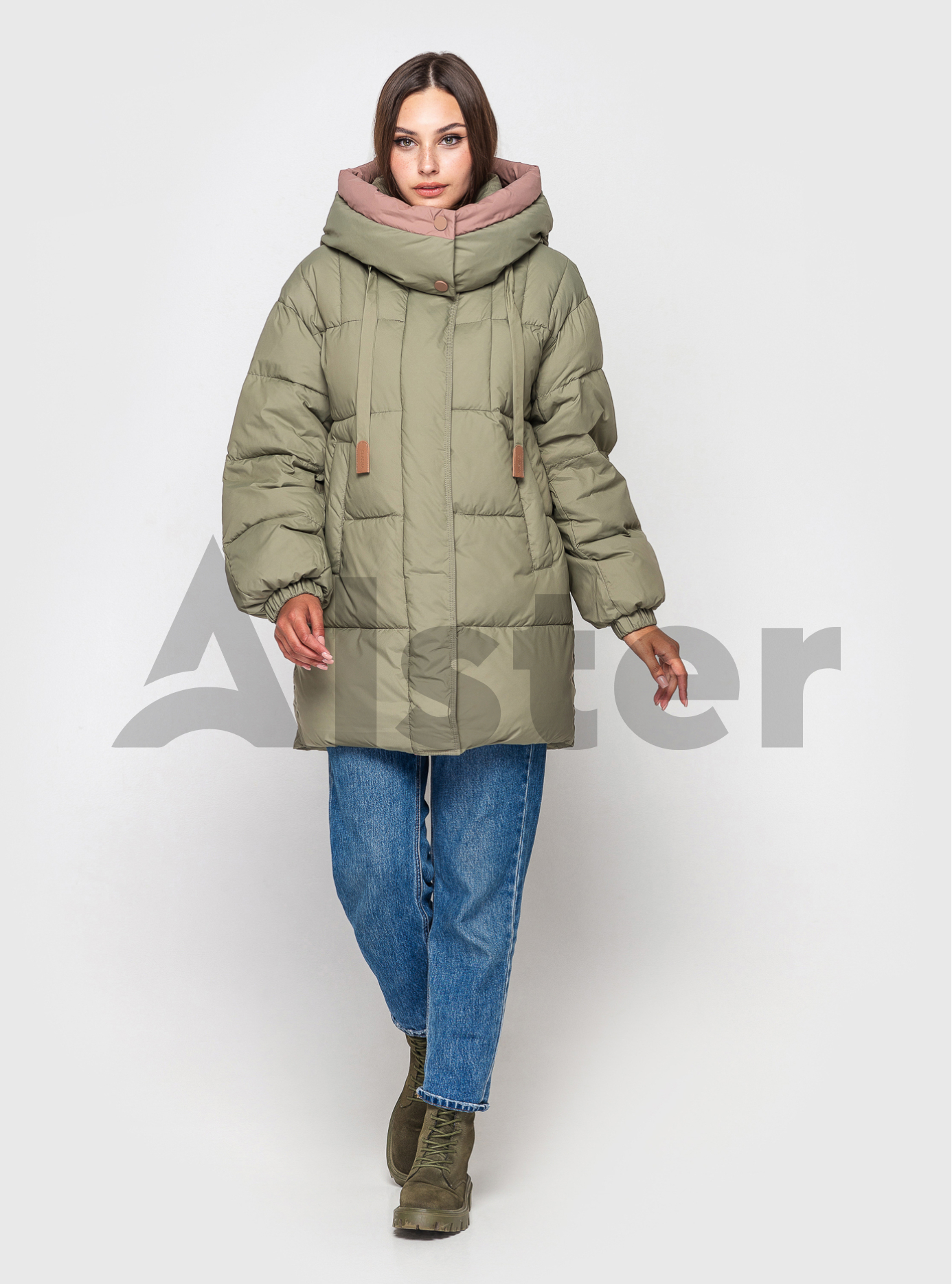 Женская oversize куртка CLASNA 648 зимняя Хаки L (23D648CW-11): фото - Alster.ua