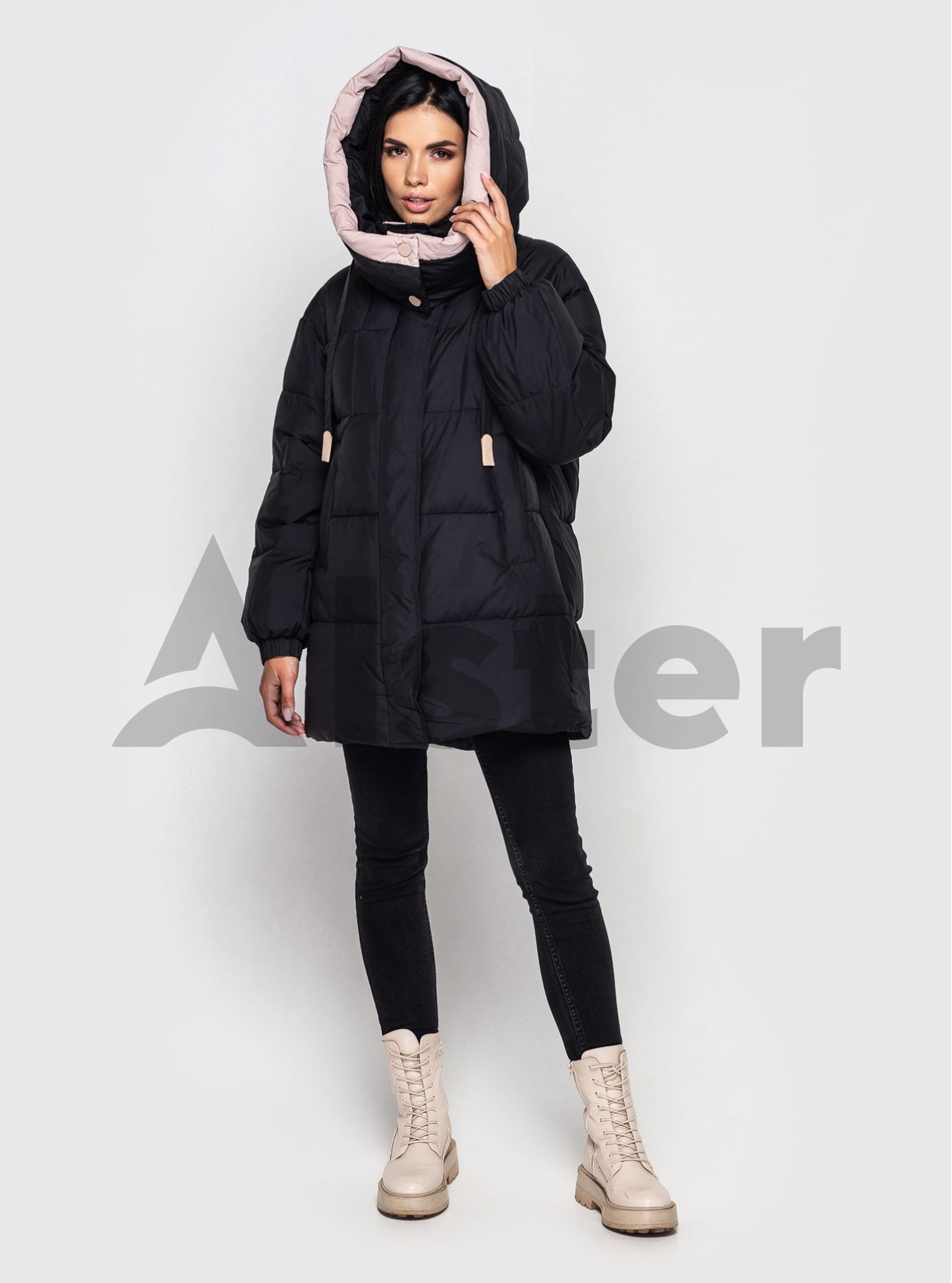 Женская oversize куртка CLASNA 648 зимняя Чёрный M (23D648CW-02): фото - Alster.ua