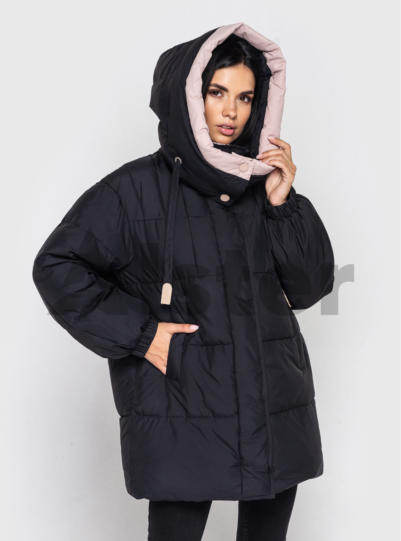 Женская oversize куртка CLASNA 648 зимняя Чёрный M (23D648CW-02): фото - Alster.ua