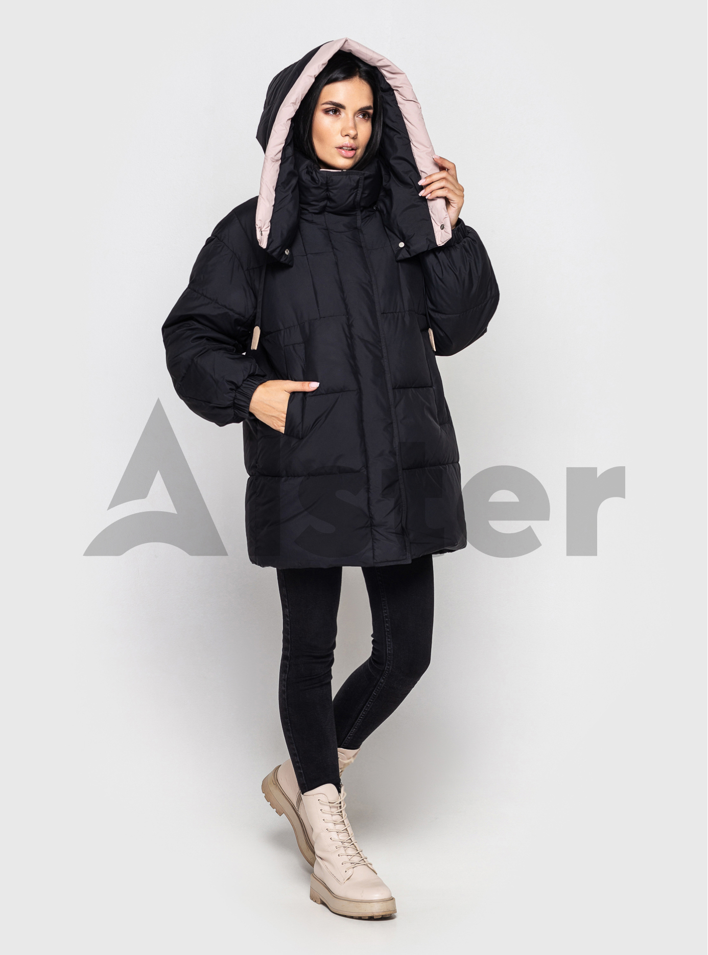 Женская oversize куртка CLASNA 648 зимняя Чёрный M (23D648CW-02): фото - Alster.ua