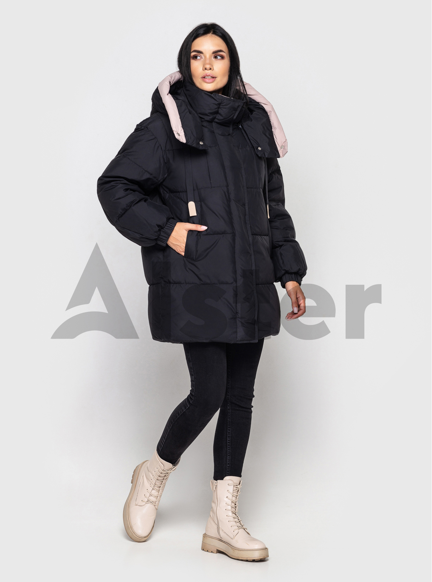 Женская oversize куртка CLASNA 648 зимняя Чёрный M (23D648CW-02): фото - Alster.ua