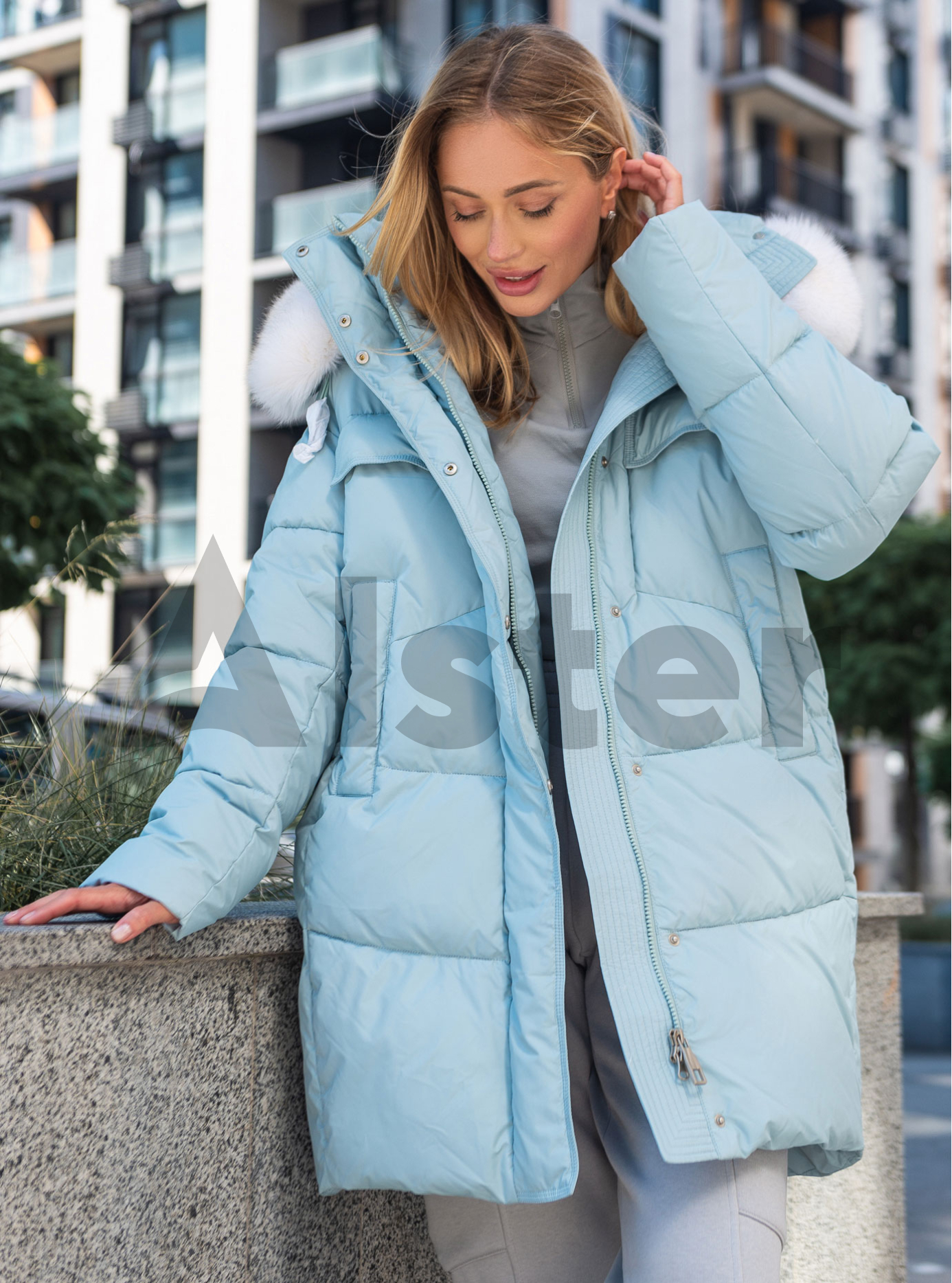 Зимняя женская куртка CLASNA 717 с натуральным мехом Бирюзовый XL (23D717CP-08): фото - Alster.ua